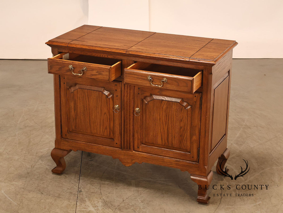 Ethan Allen Rustic Style Oak Flip Top Server