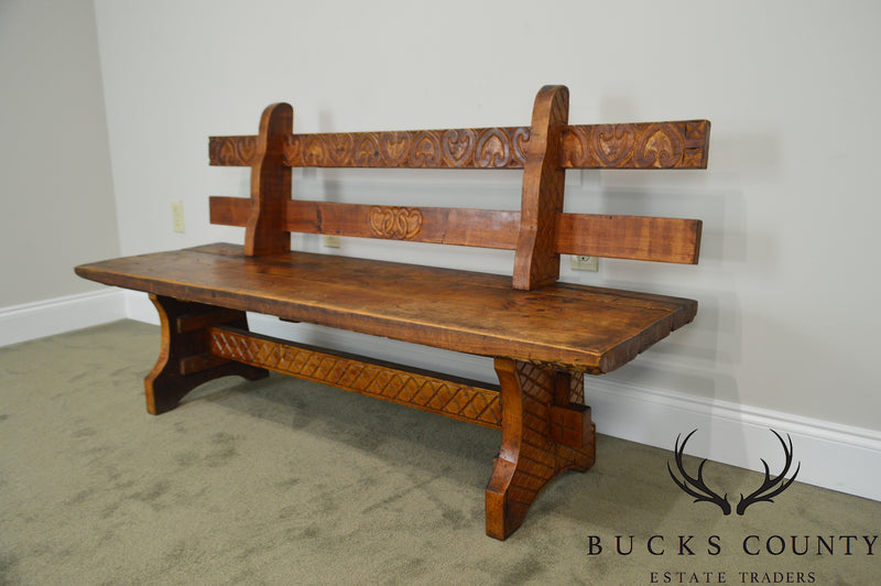 Antique Rustic Arts & Crafts Bench Settee