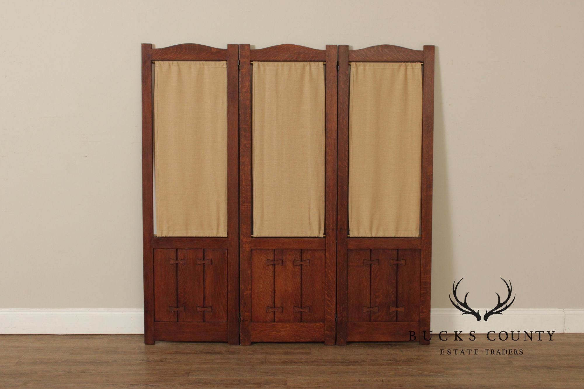 Mission Style Oak Three-Panel Screen