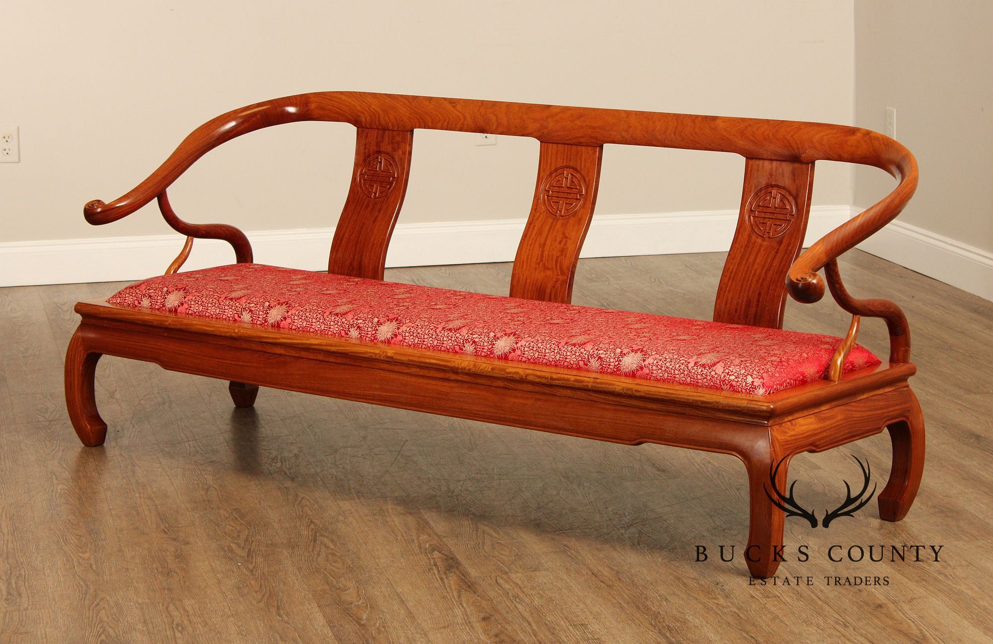 Chinese Hardwood Horseshoe Back Settee