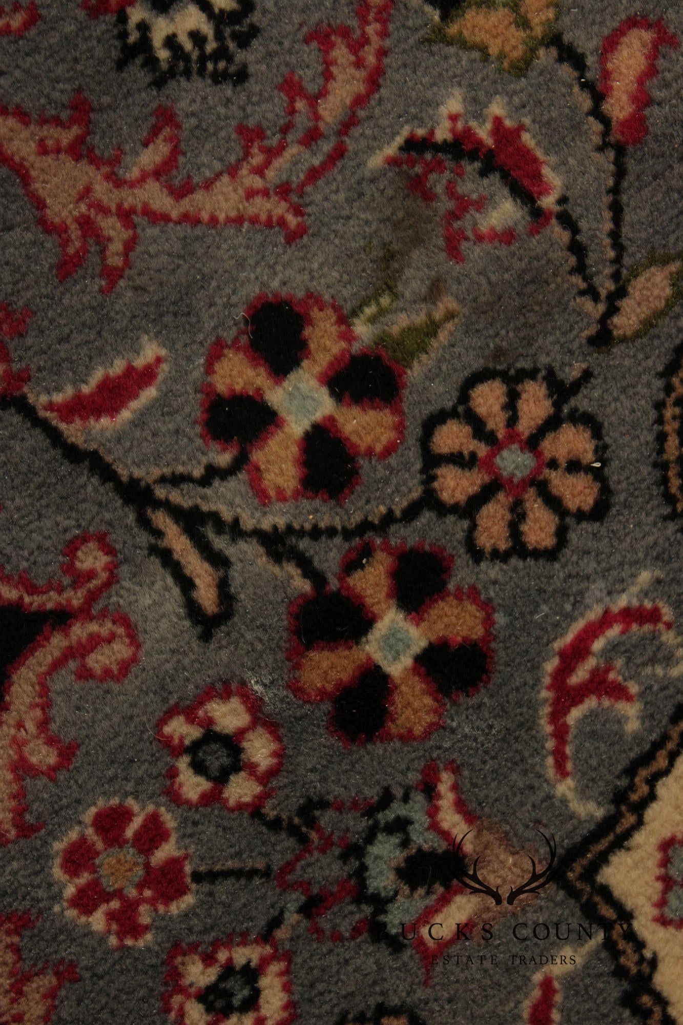 Persian Floral Medallion Style Wool Area Rug With Black Field 4.2 X 6.8