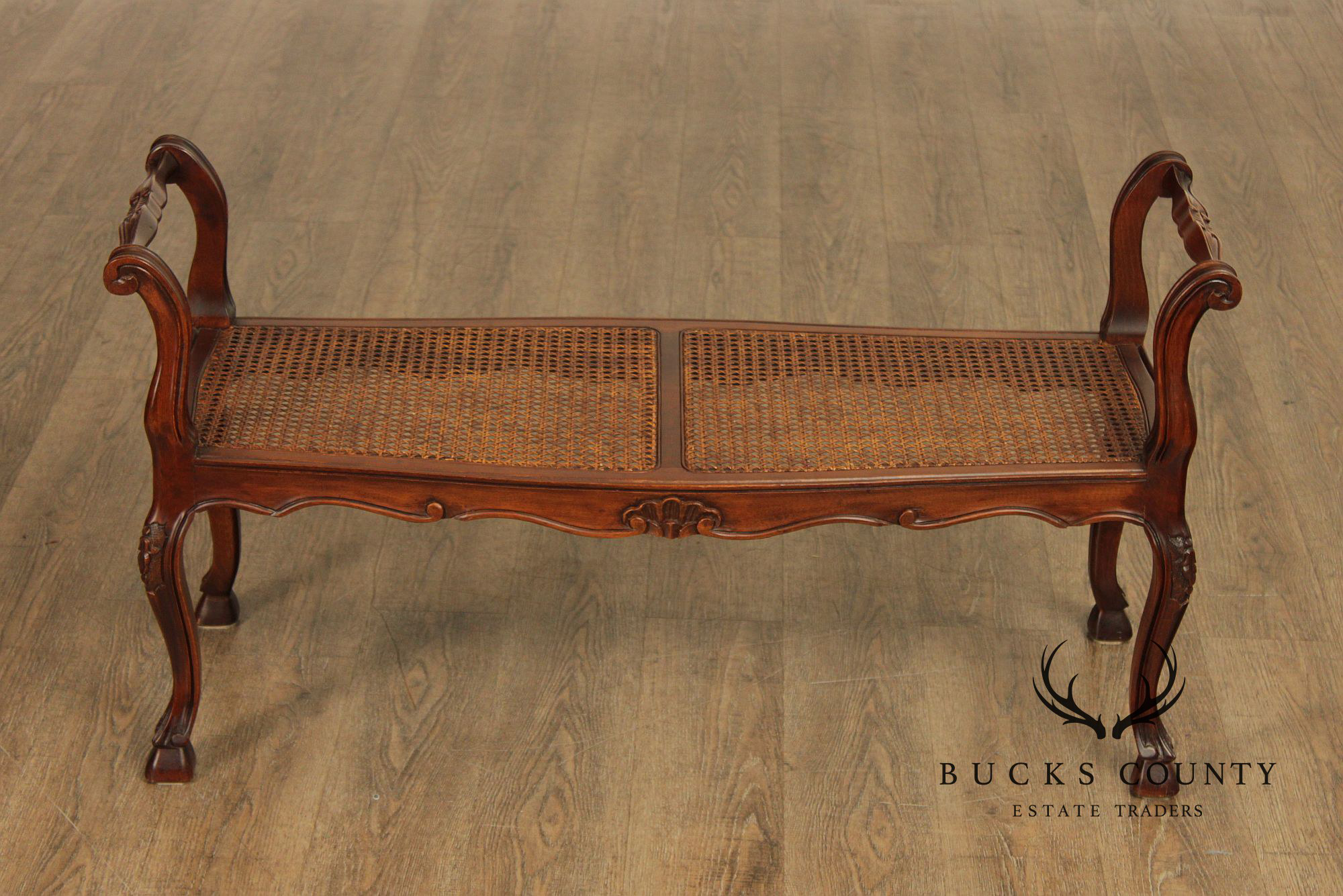 Italian Provincial Style Cane Seat Bench