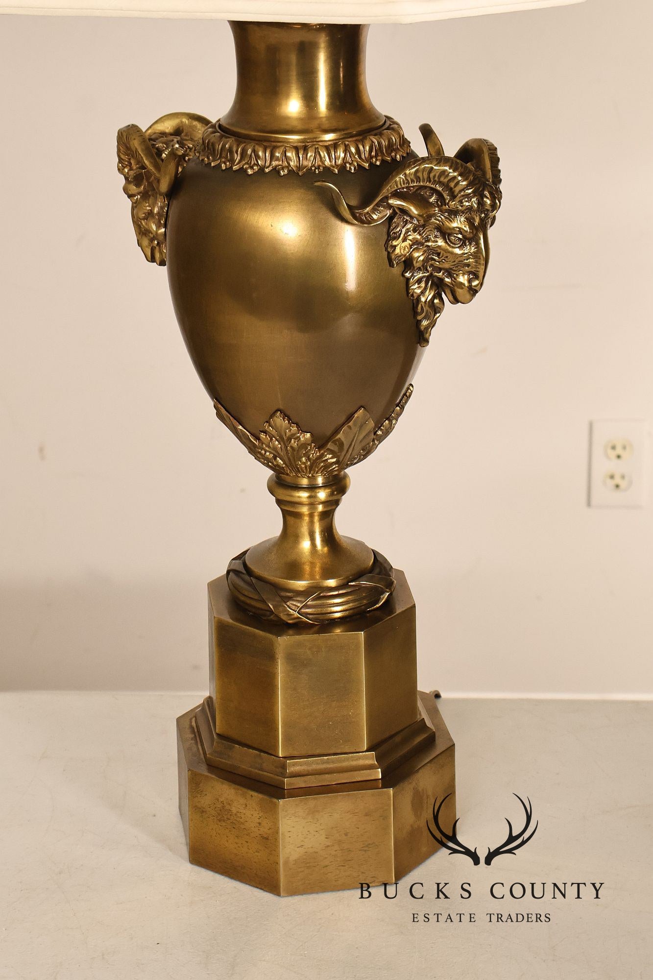 Chapman Vintage Pair of Brass Ram's Head Table Lamps