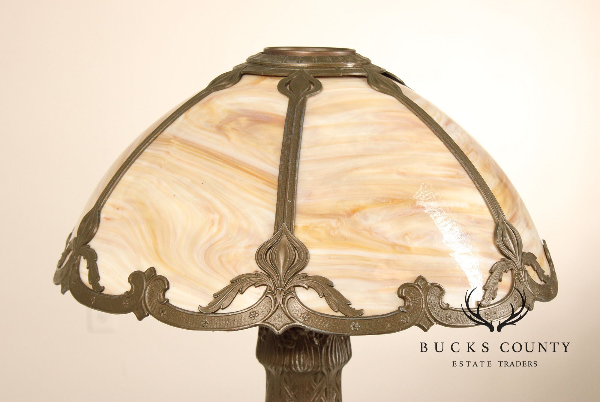 Art Nouveau Slag Glass Table Lamp