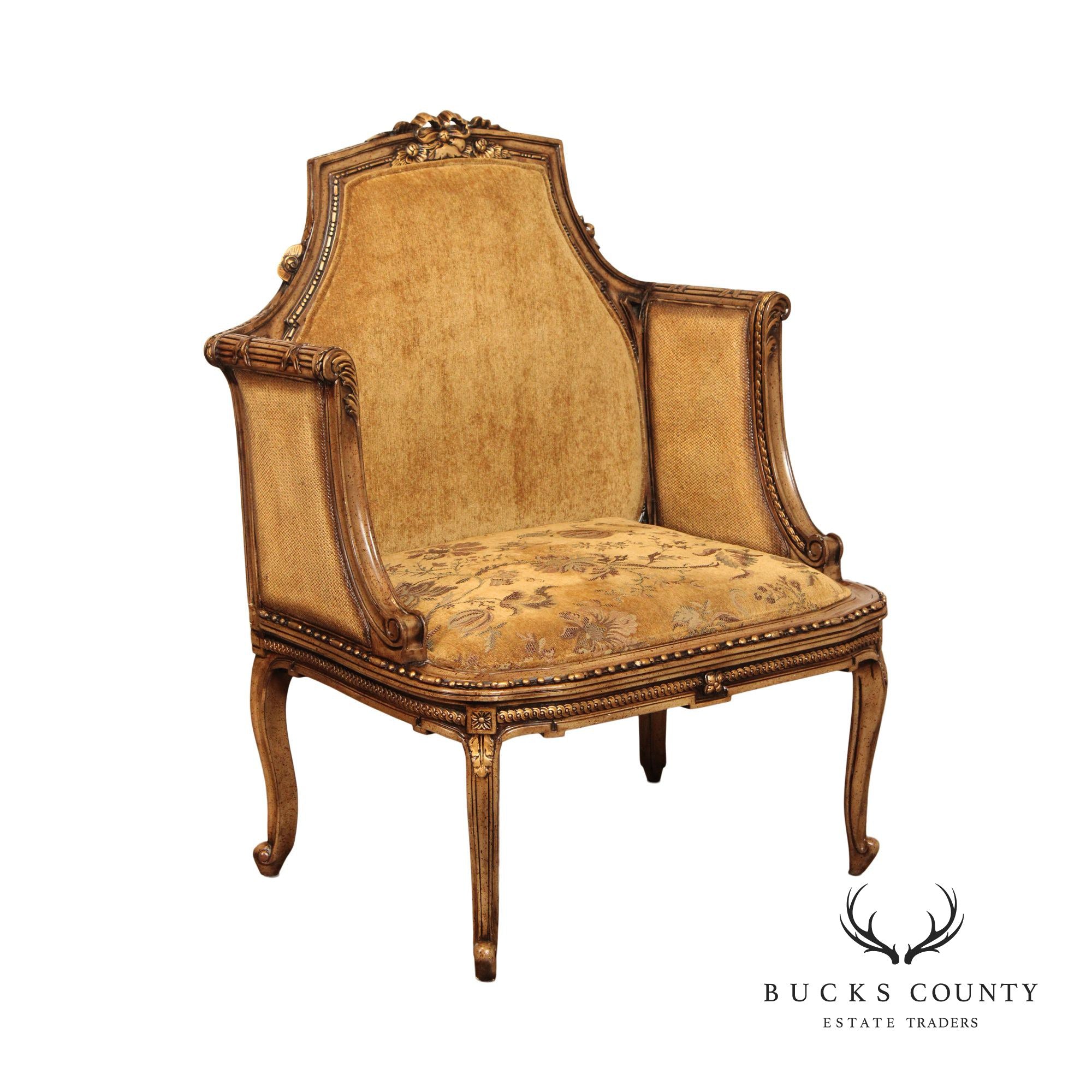 French Louis XV Style Gilt Painted Armchair