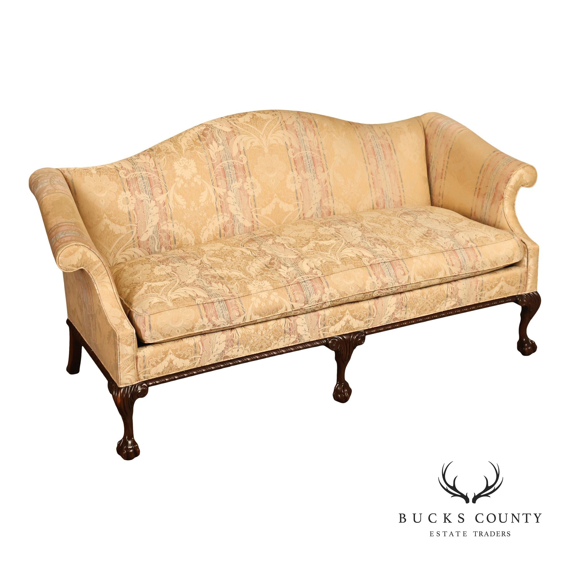 Hickory Chair Chippendale Style Mahogany Camelback Sofa