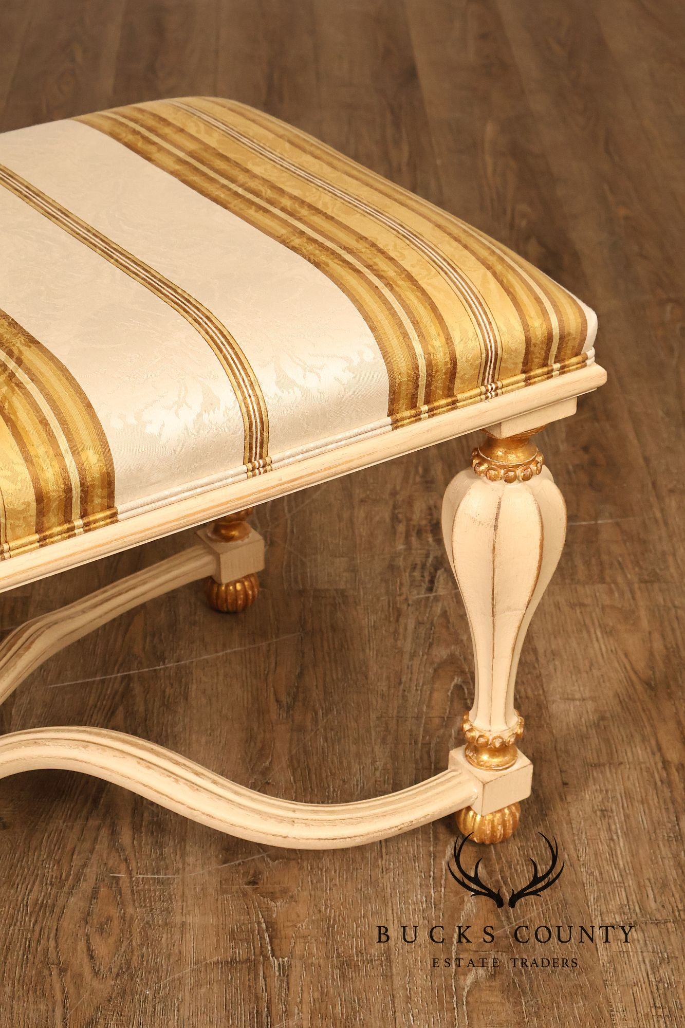 Decorative Crafts Inc. Italian Renaissance Style Partial Giltwood Painted Window Bench