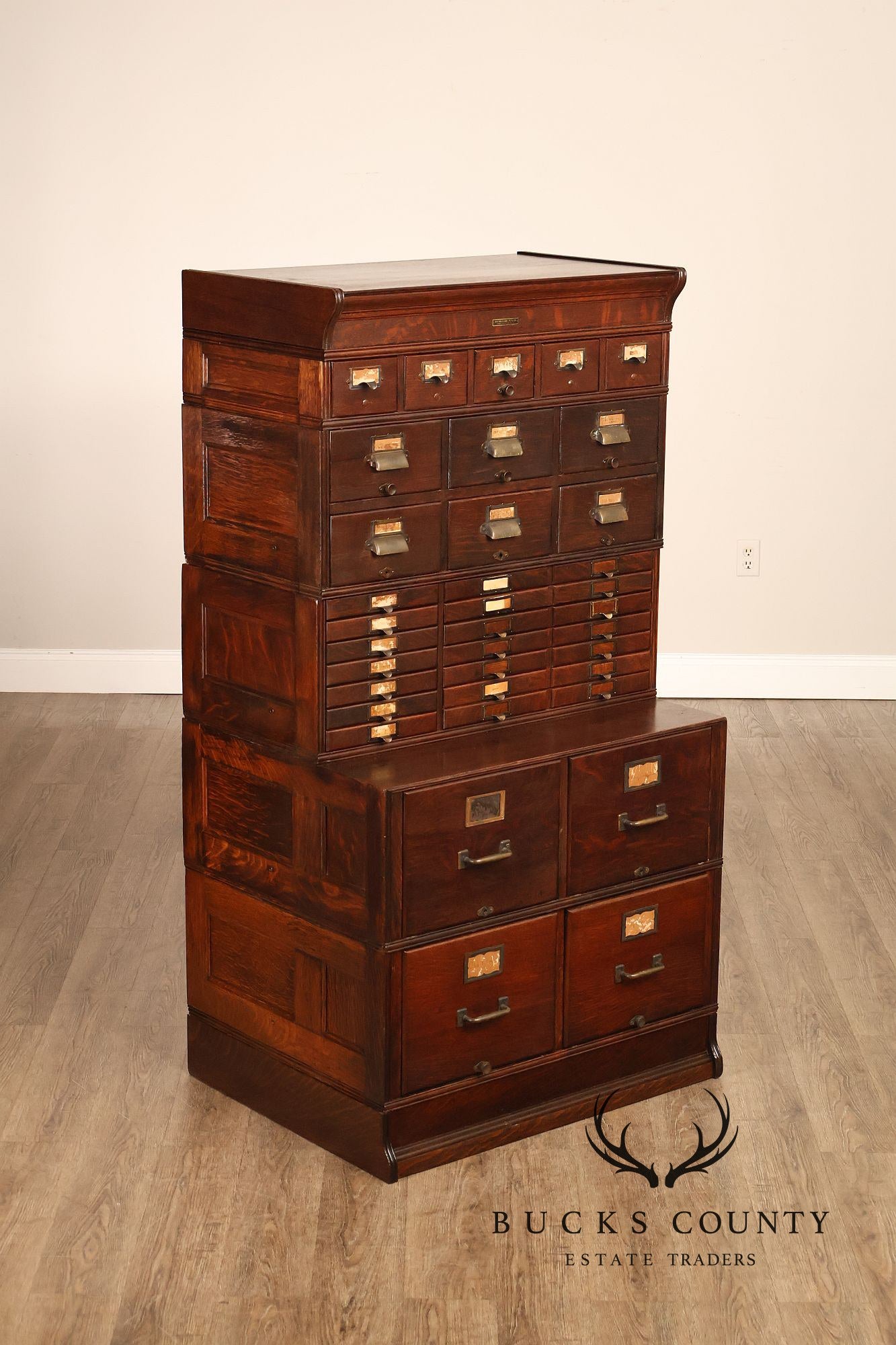 Yawman & Erbe Antique Oak Multi-Drawer File Cabinet