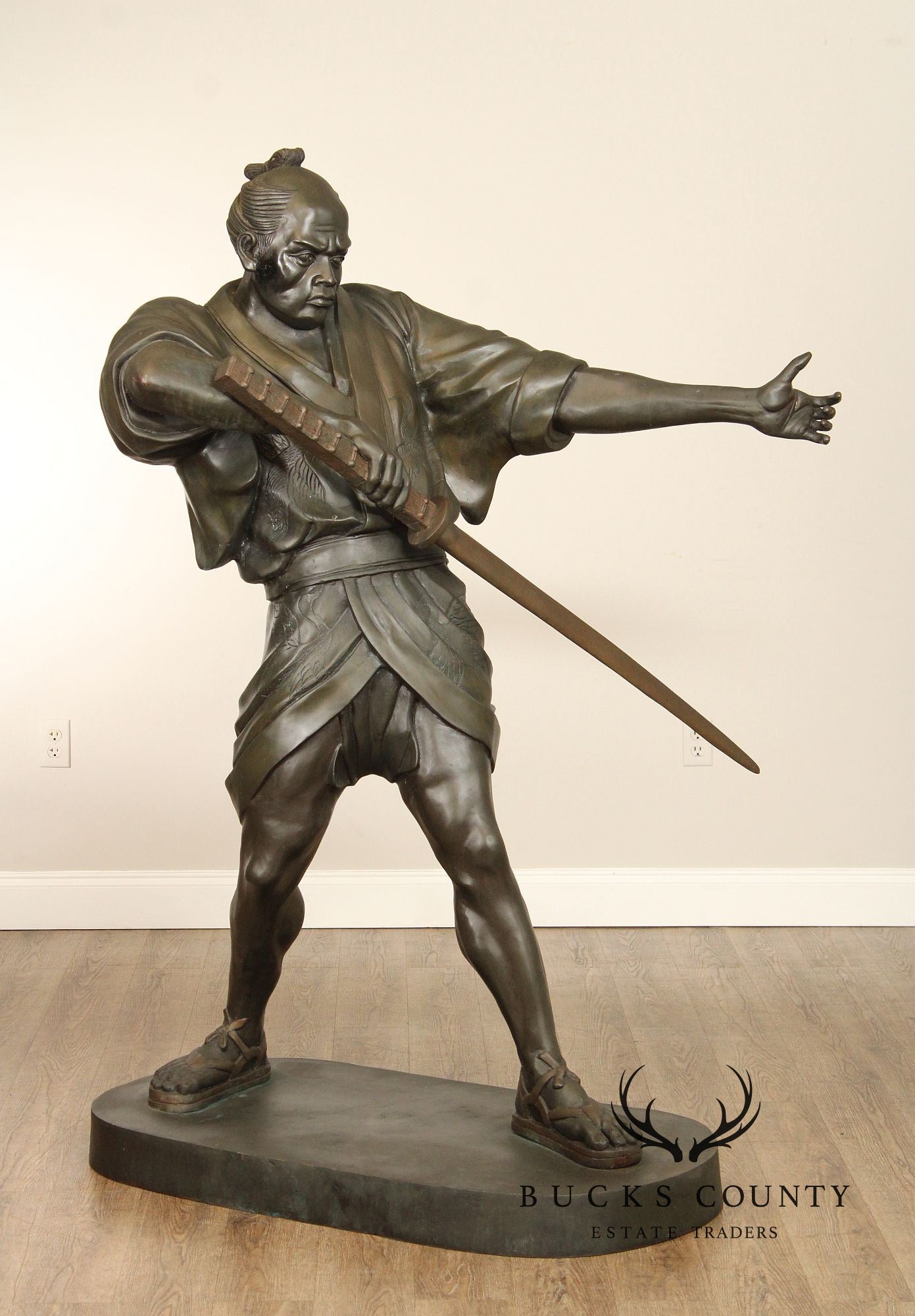 Lifesize Bronze Statue Of Samurai Warrior Miyamoto Musashi