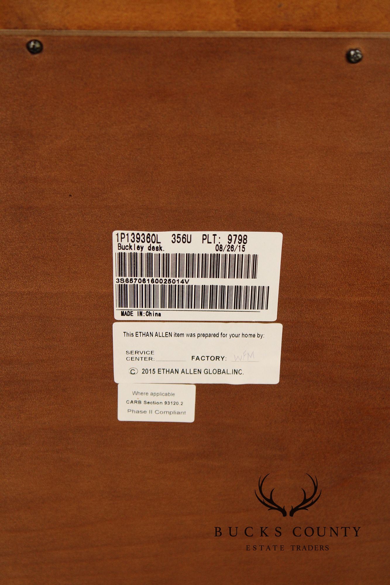 Ethan Allen Leather Top Cherry 'Buckley' Executive Desk