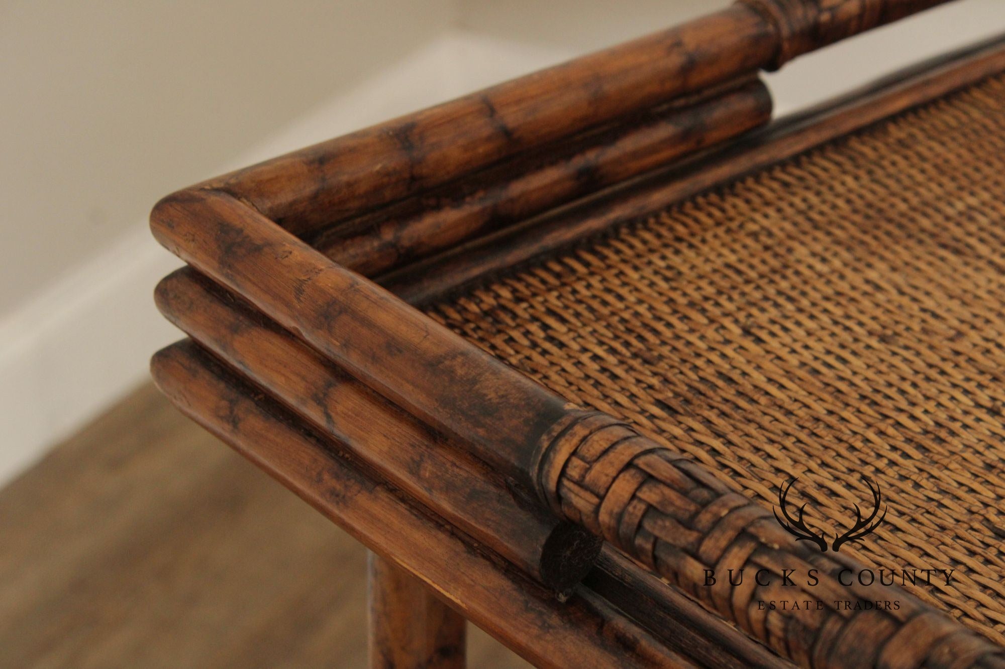 Vintage Bamboo and Rattan Server Tray Table