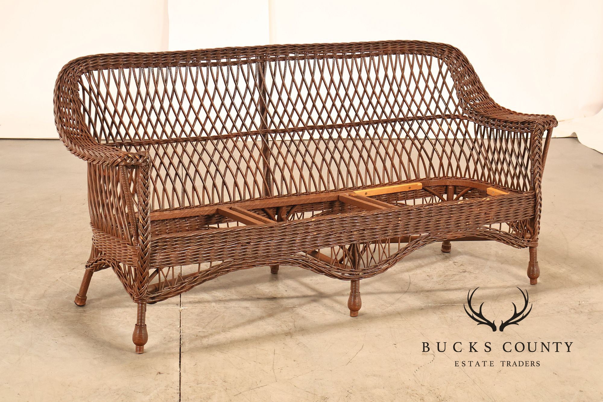 Antique Bar Harbor Style Wicker Sofa