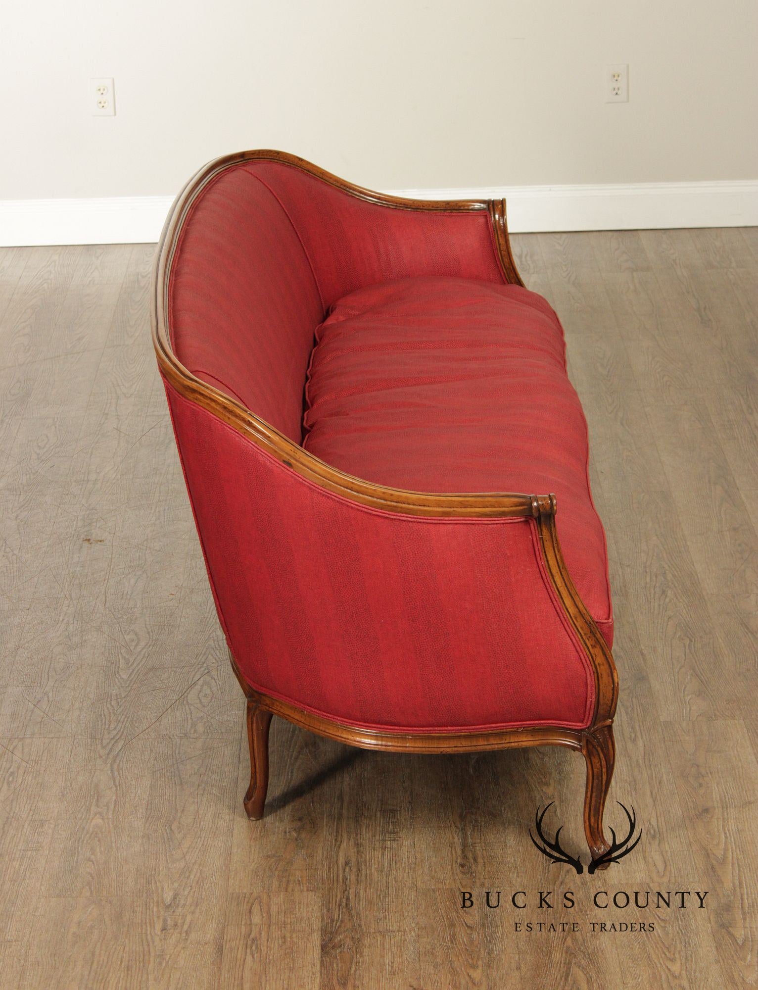French Louis XV Style Walnut Upholstered Sofa