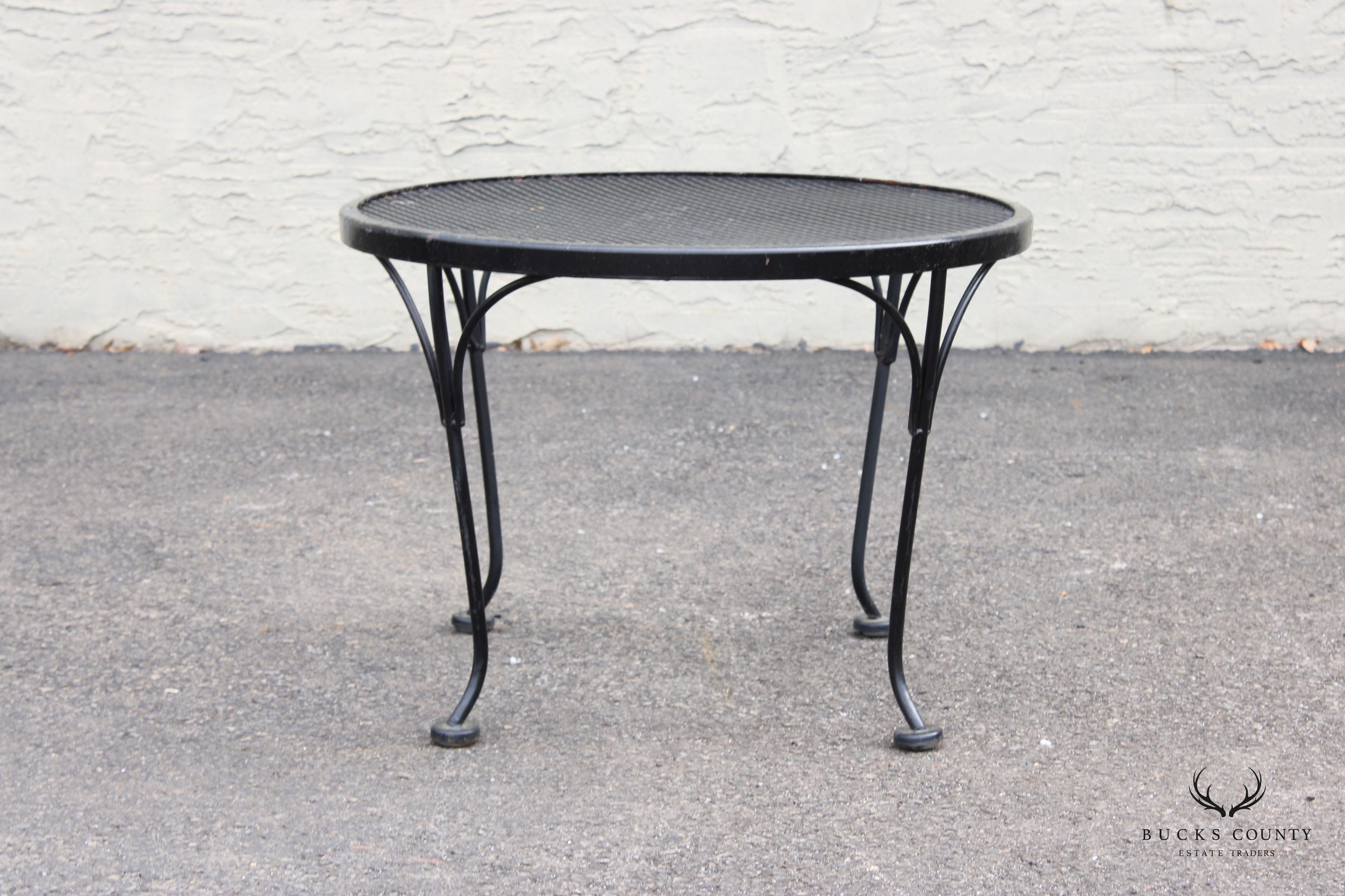 Woodard Pair of Wrought Iron Outdoor Patio Side Tables