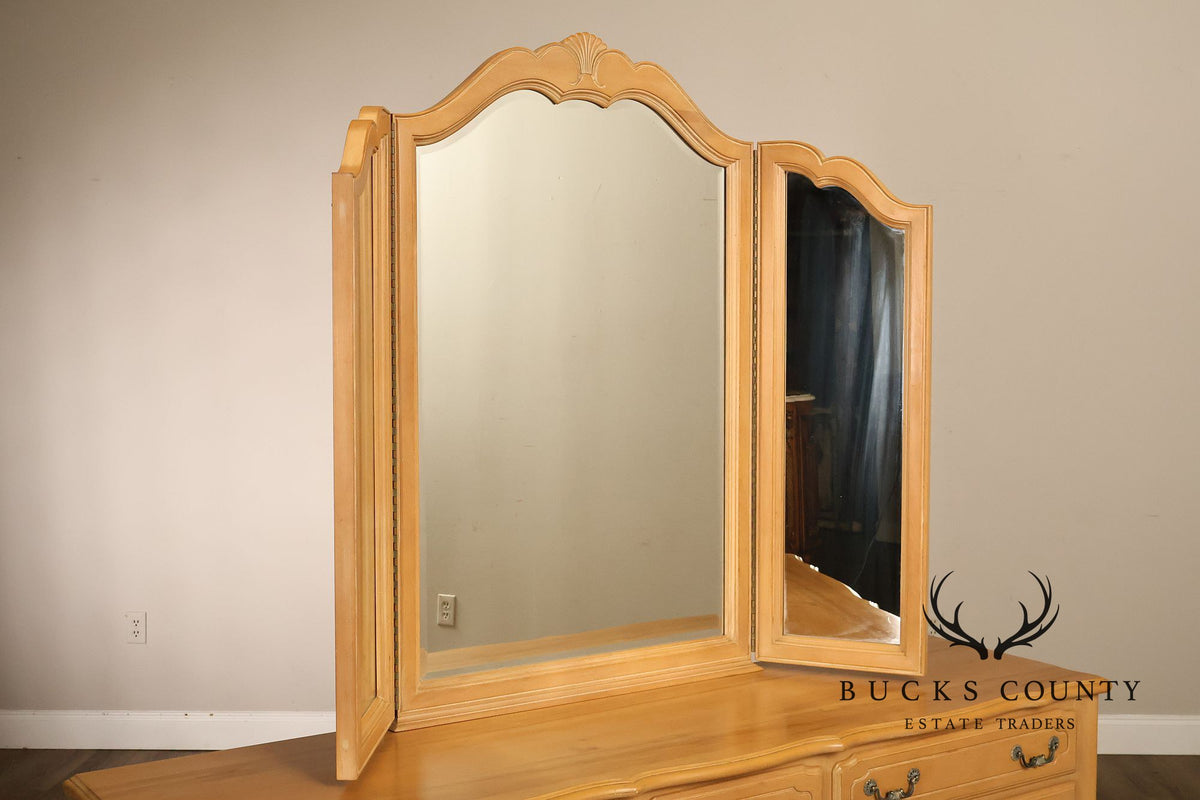 Ethan Allen French Country Style Maple Dresser with Mirror