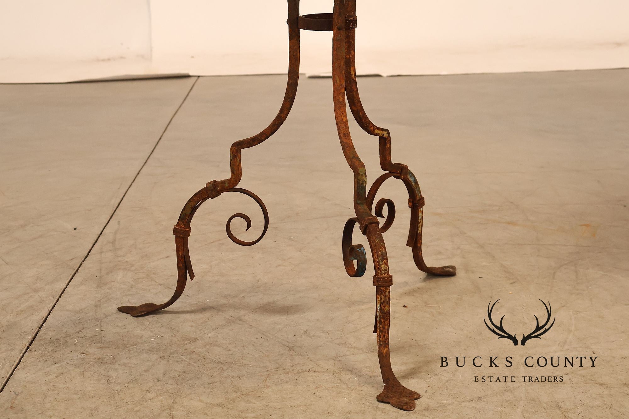 Vintage Wrought Iron Garden Pedestal Plant Stand