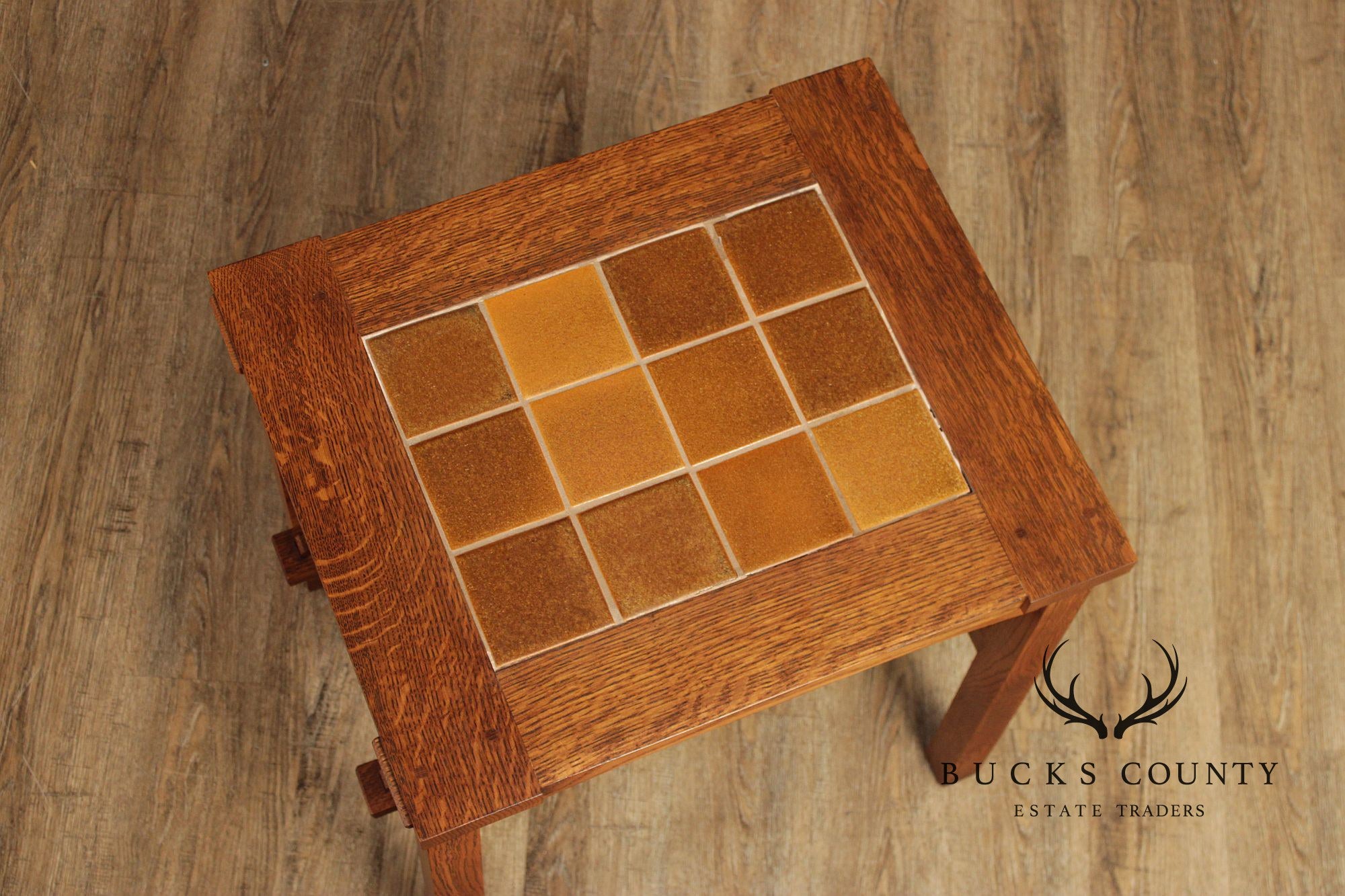 Stickley Mission Collection Pair Of Oak Tile Top End Tables