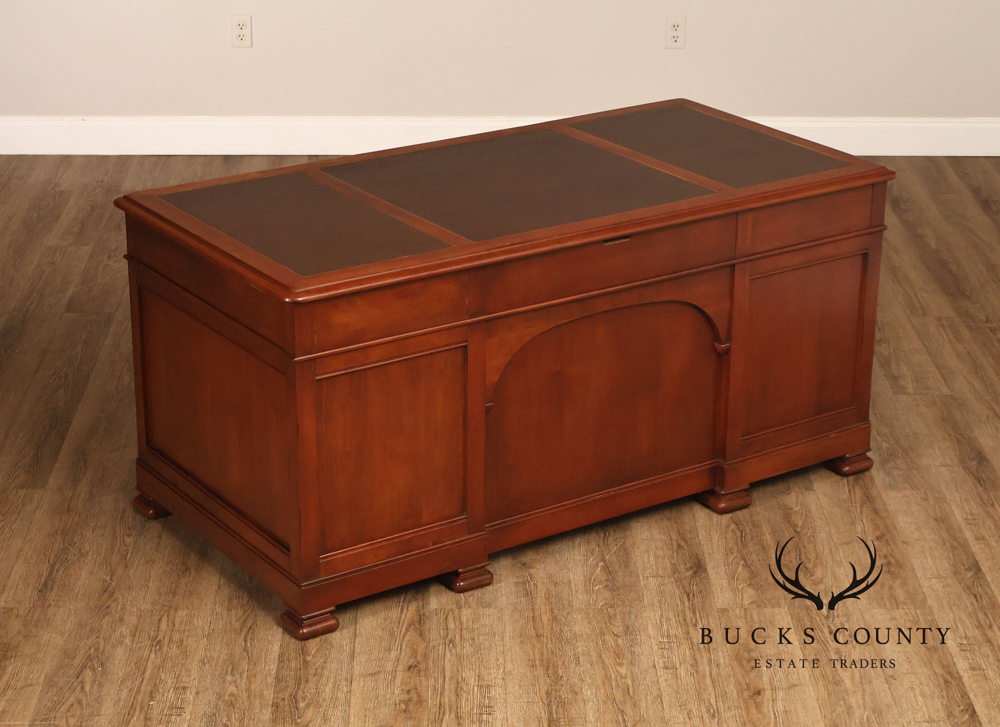 Sligh Leather Top Executive Pedestal Desk