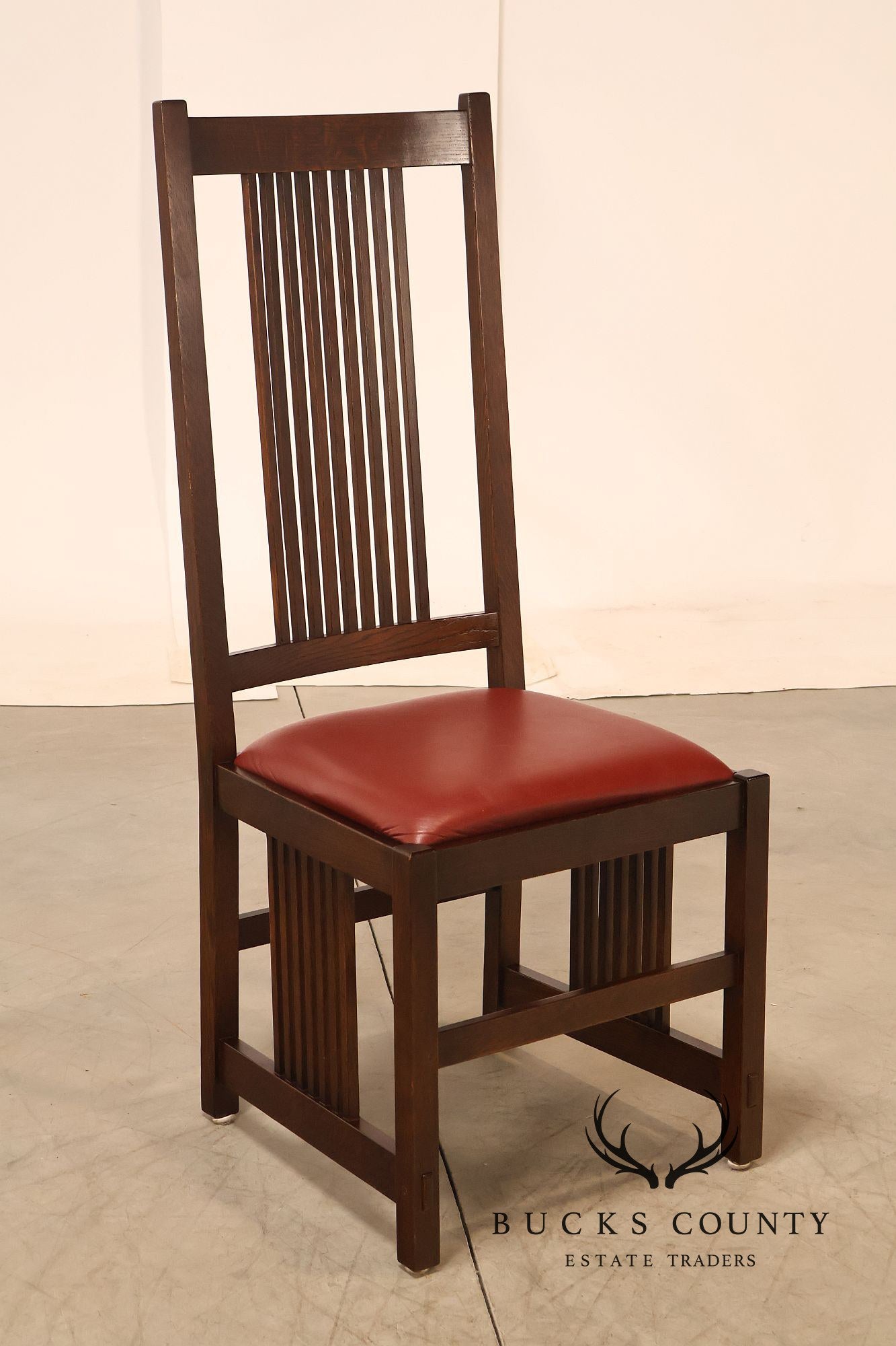 Stickley Mission Collection Set Of Four Oak High Back Spindle Dining Chairs