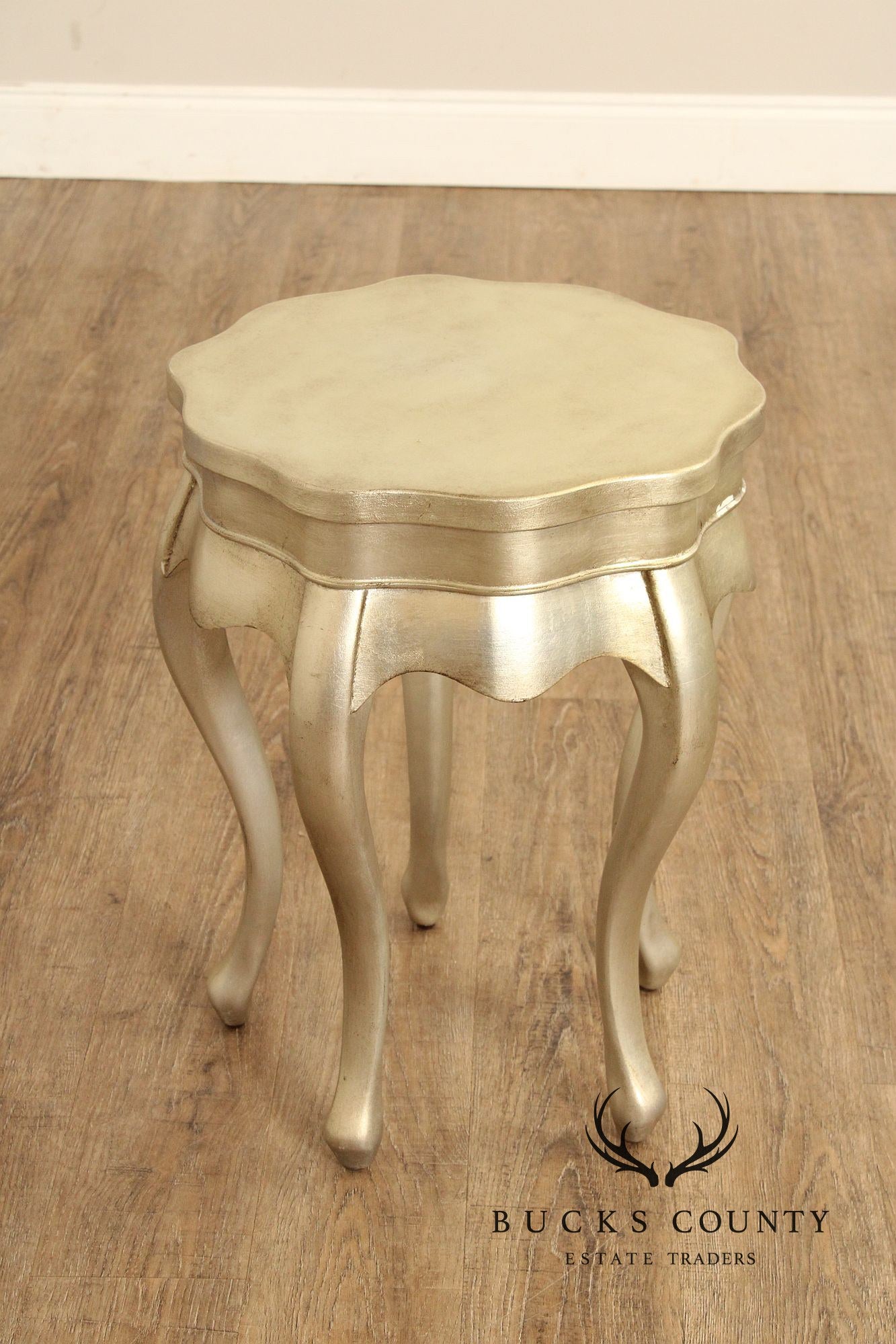 Ethan Allen Side Silver Gilt Painted Five Leg Accent Table