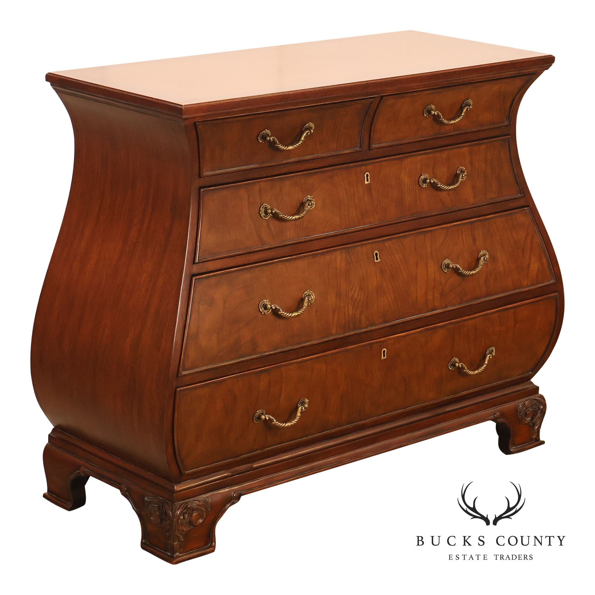 Ethan Allen Townhouse Collection Burlwood Bombe Chest
