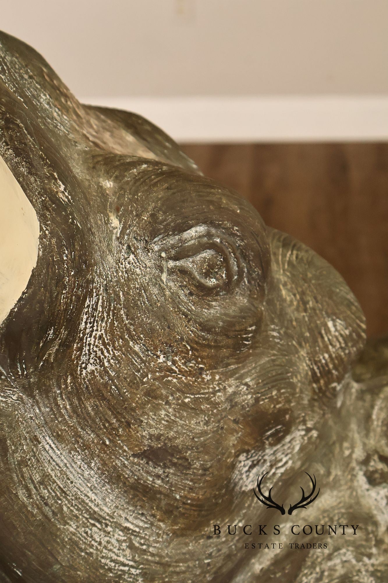 Monumental Cast Bronze Raised Trunk Elephant Garden Statue