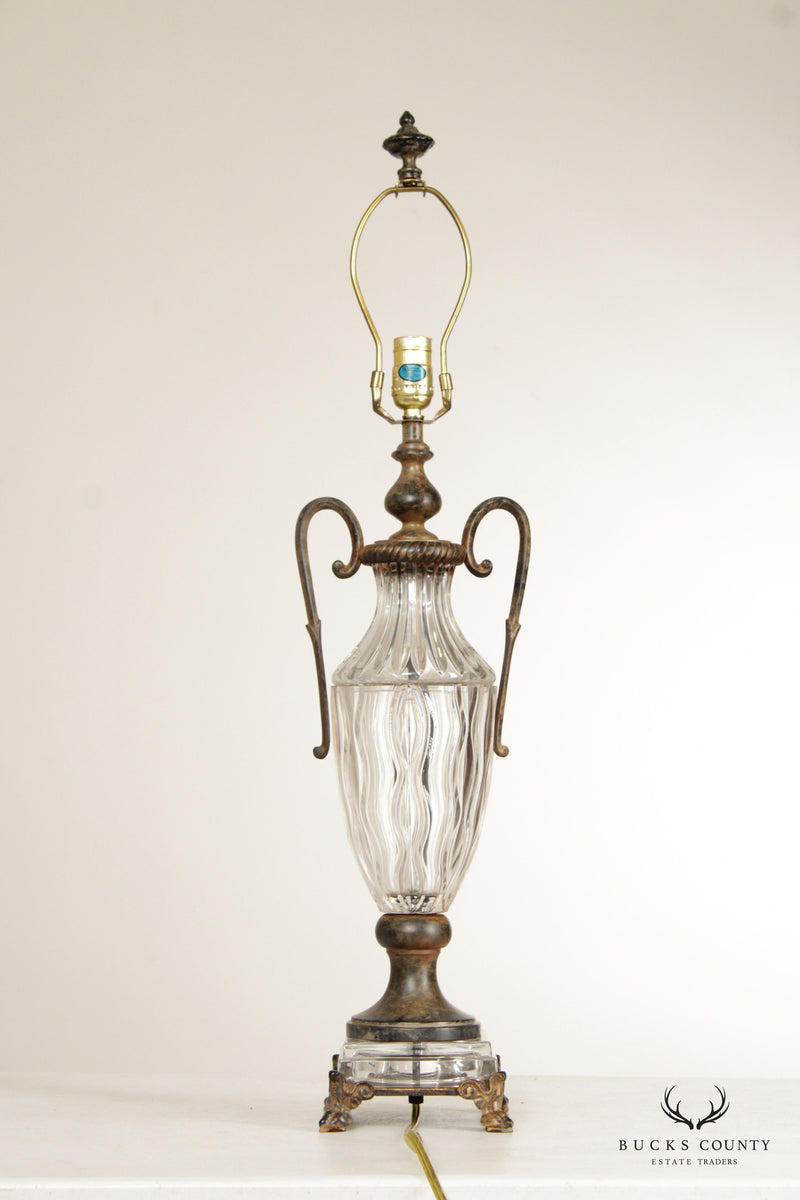 Neoclassical Style Vintage Pair of Glass Table Lamps