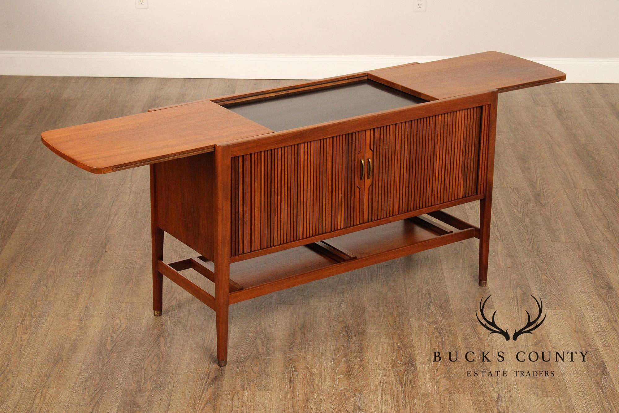 Drexel 'Declaration' Mid Century Modern Walnut Sliding Top Server