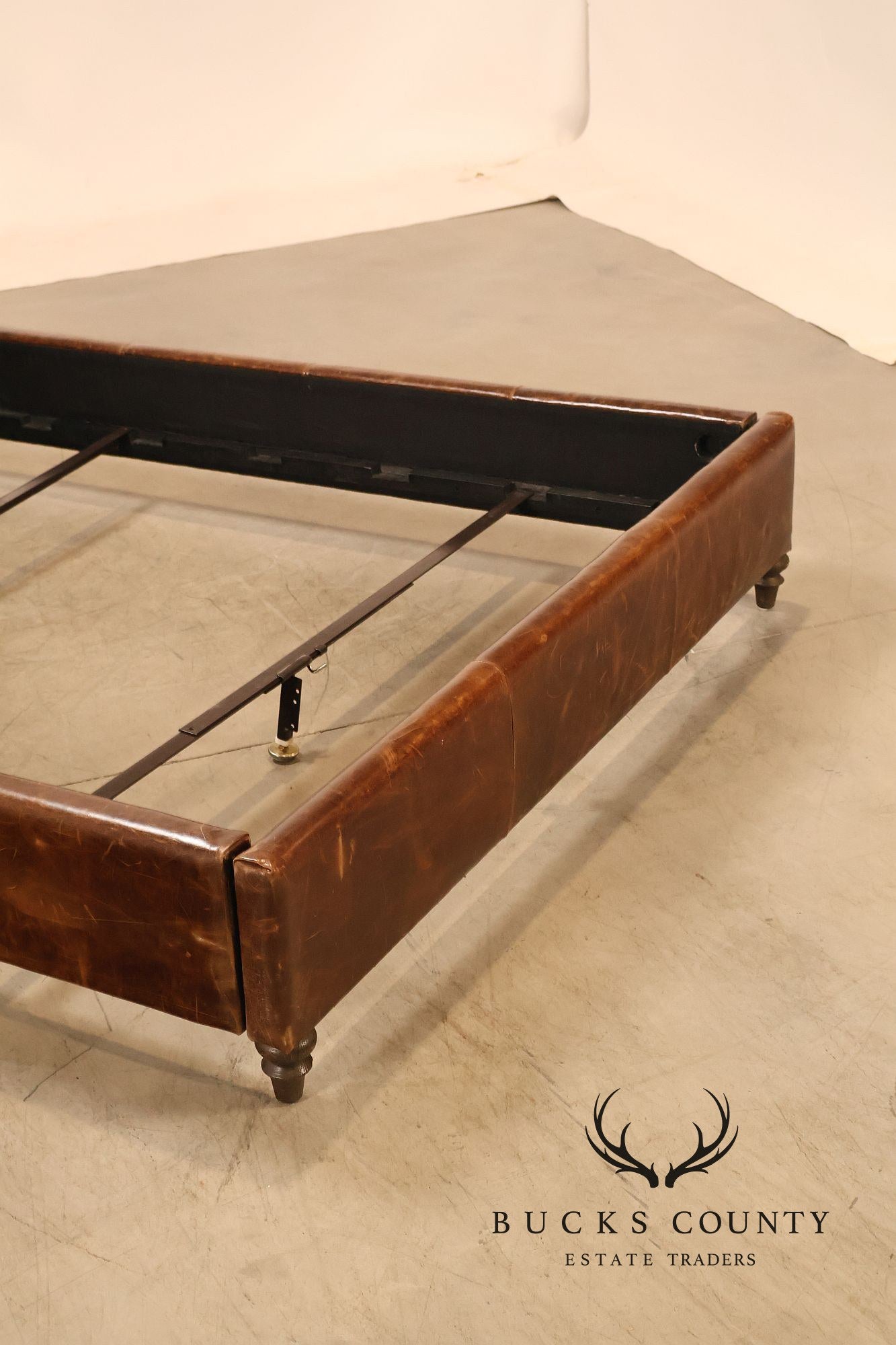 Restoration Hardware 'Churchill' Tufted Leather Queen Bed