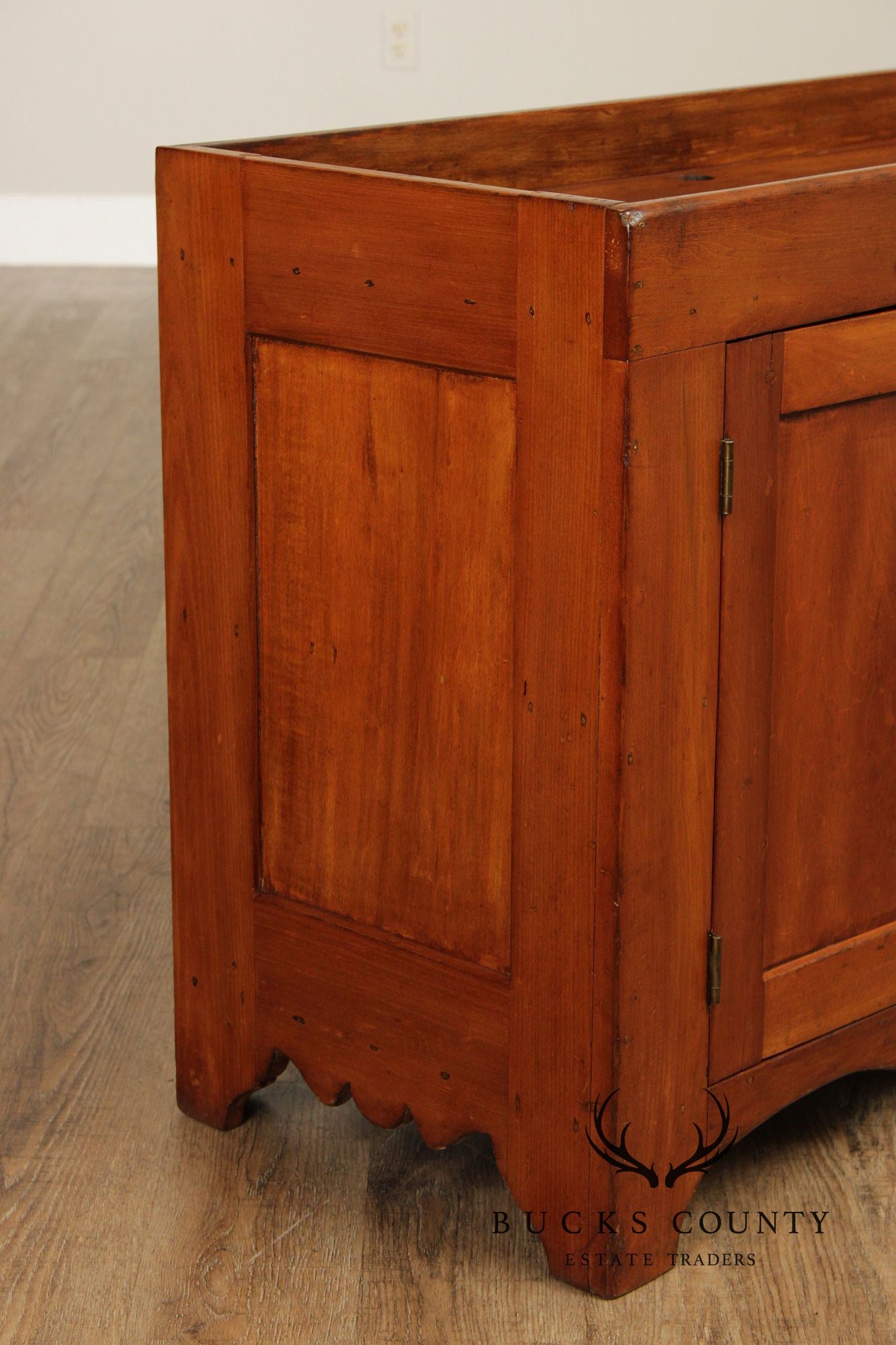 Antique 19th Century Solid Pine Dry Sink Cabinet With Porcelain Knobs