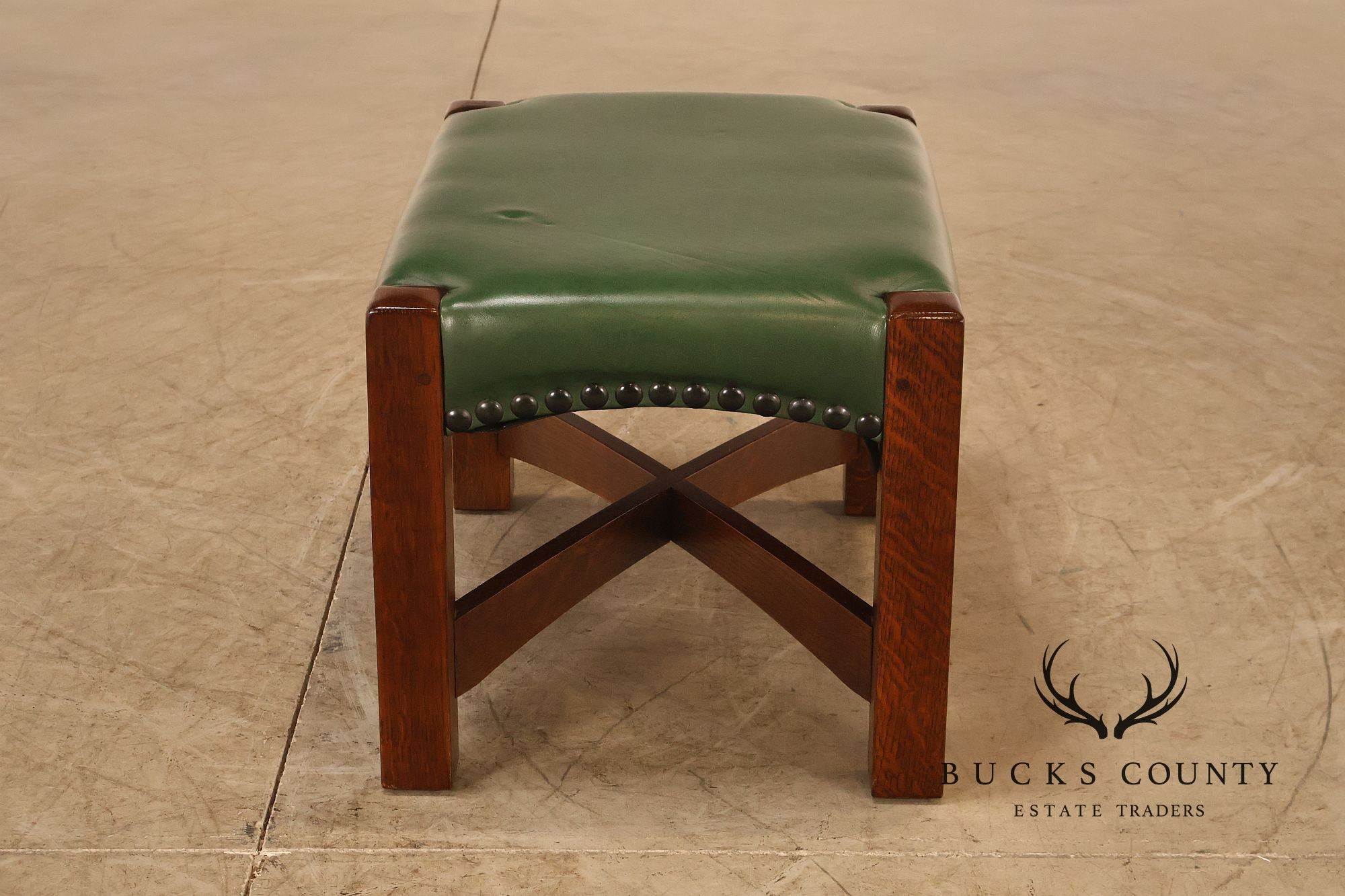 Stickley Mission Collection Oak and Leather Eastwood Footstool