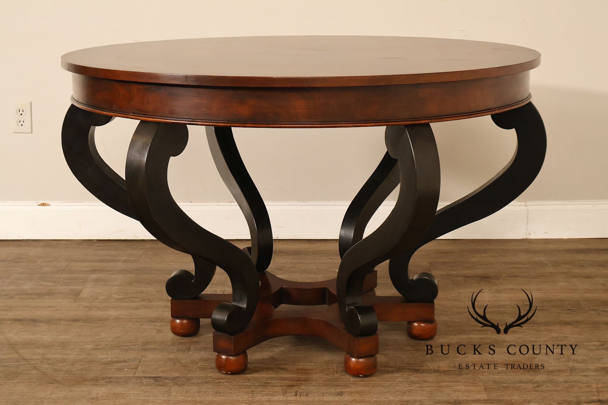 Henredon 48 Inch Round Inlaid Mahogany Center Table