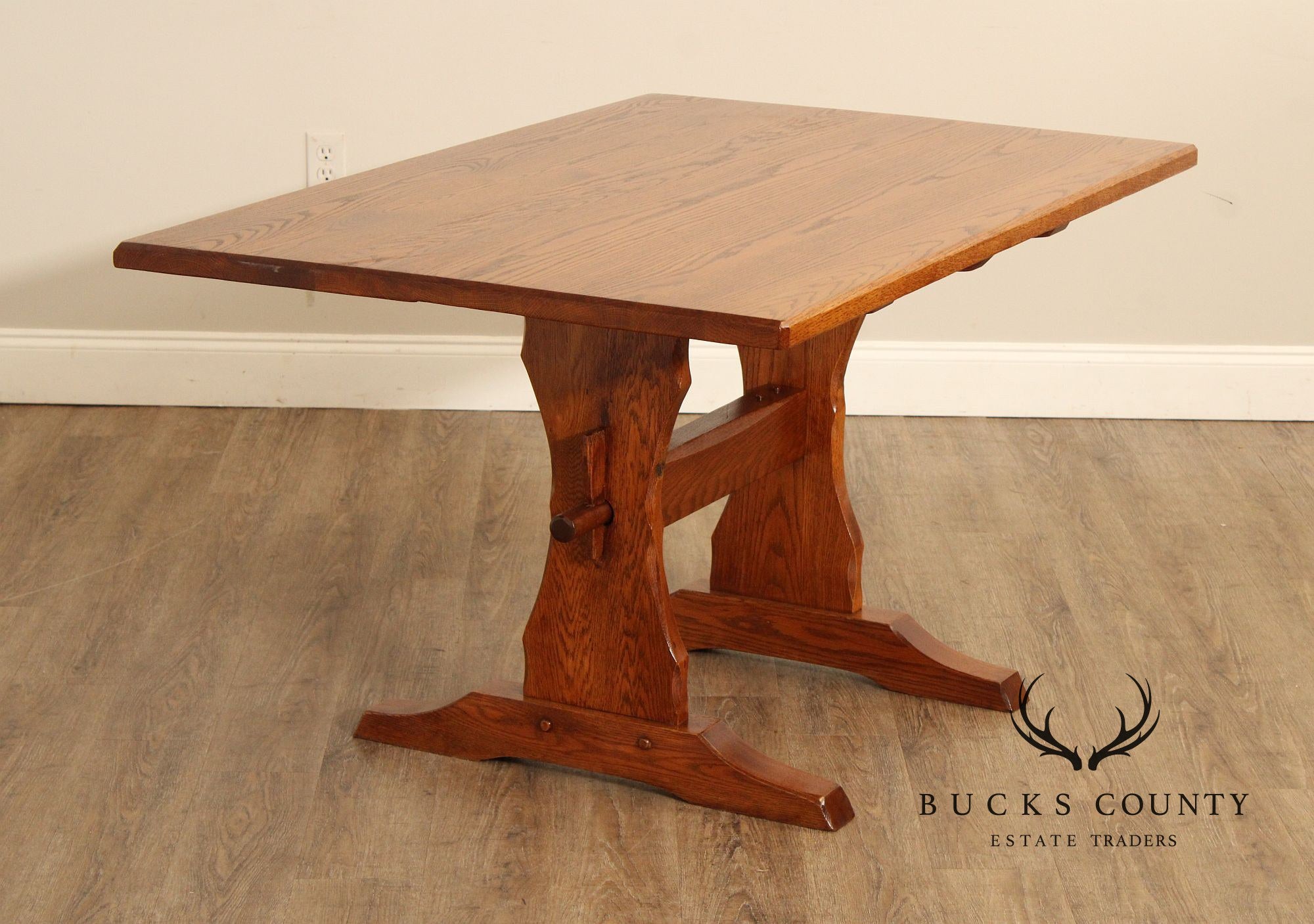 Hunt Country Furniture Solid Oak Trestle Dining Table
