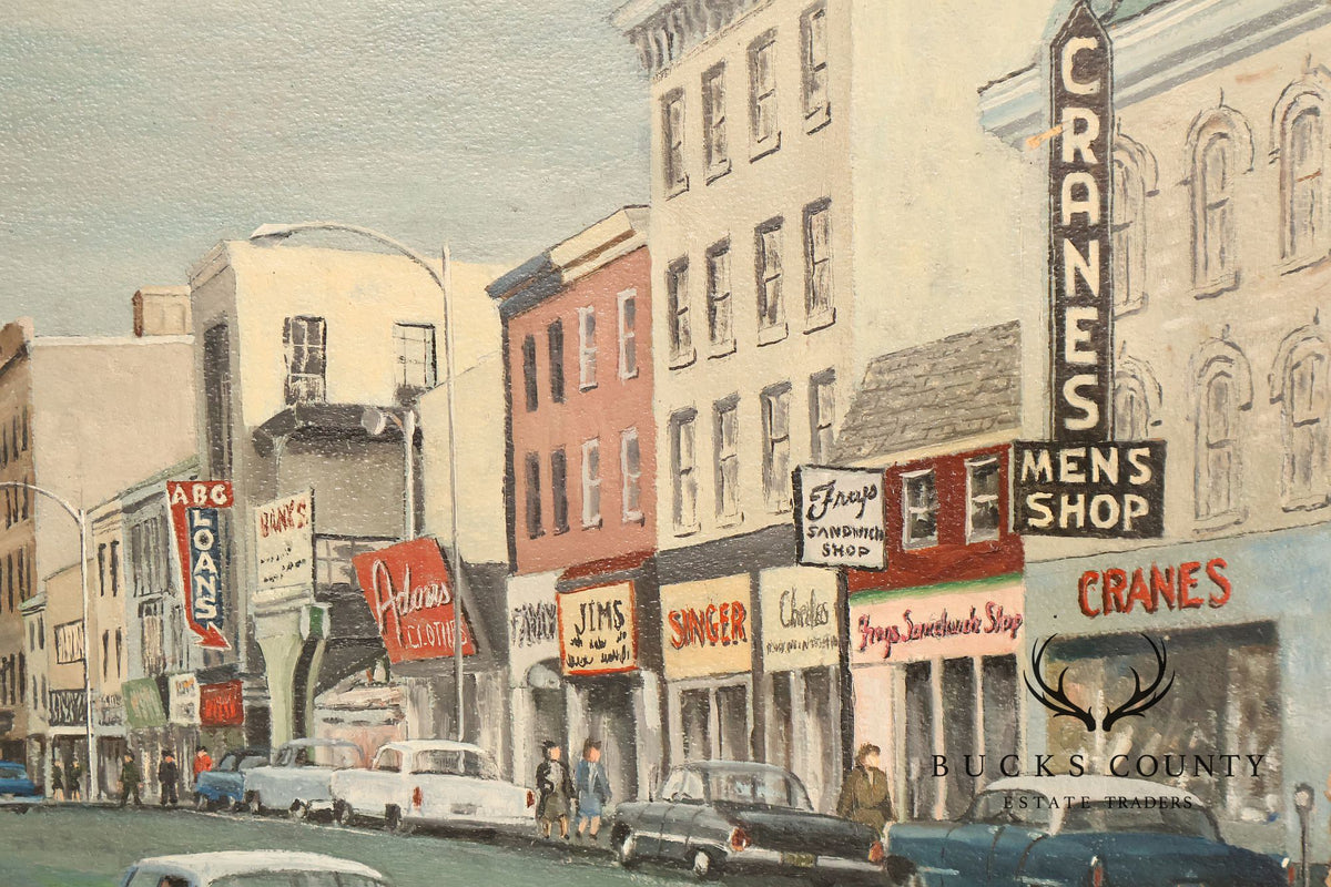 E.M. Law Mid Century Oil Painting, Downtown