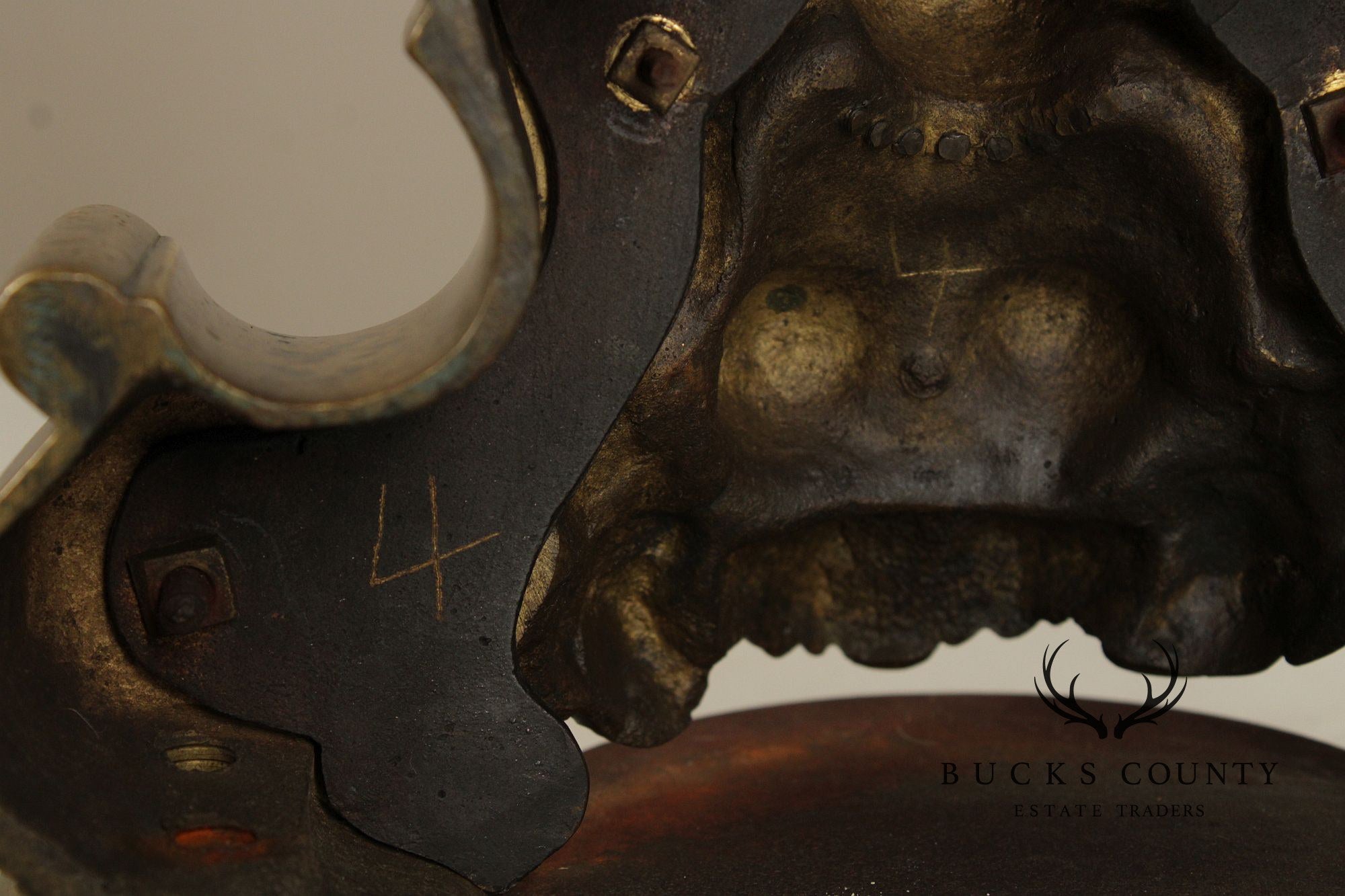 French Louis XIV Style Pair of Brass Figural 'Marmouset' Andirons