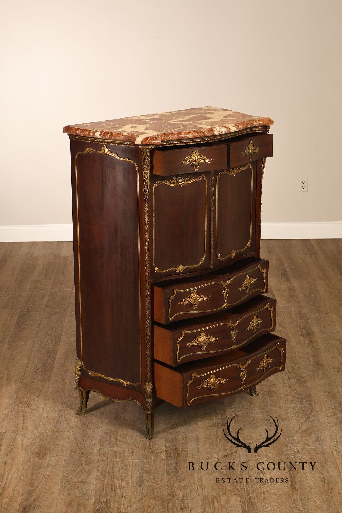 Early 20th Century Bronze Mounted Louis XV Style Chest of Drawers