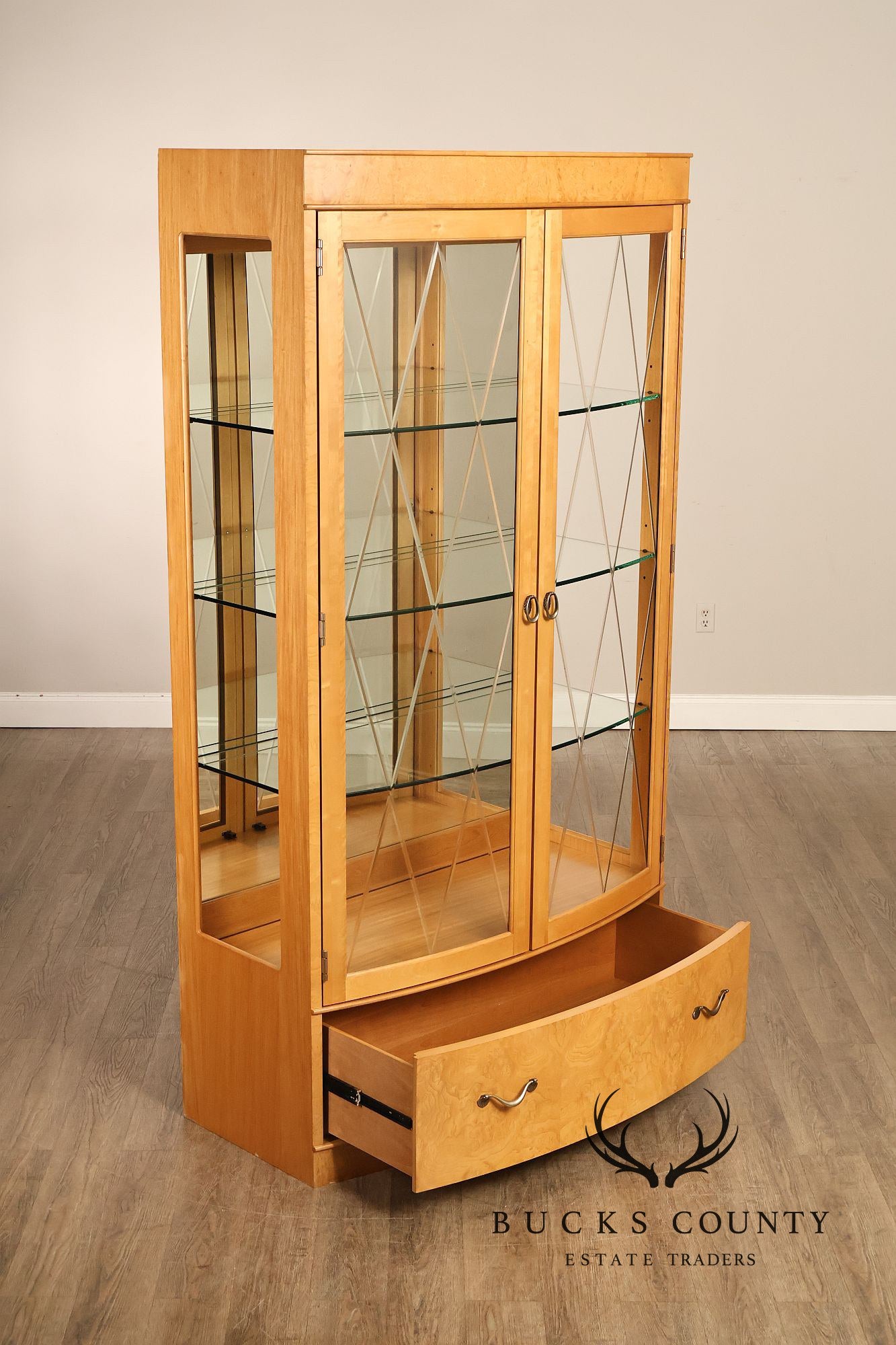 Thomasville Bogart Collection Bow Front Curio Display Cabinet