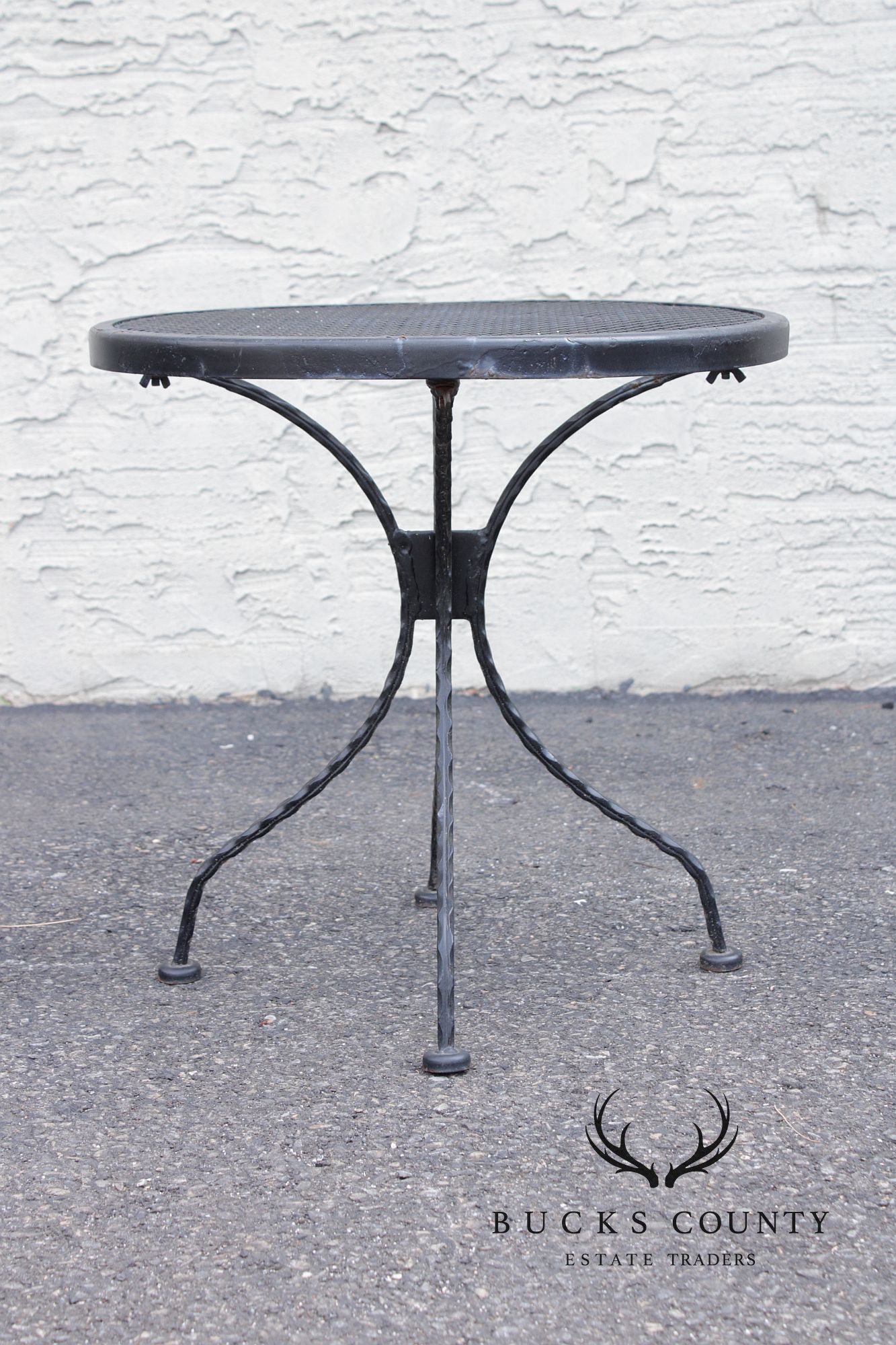 Vintage Pair of Wrought Iron Outdoor Patio Side Tables