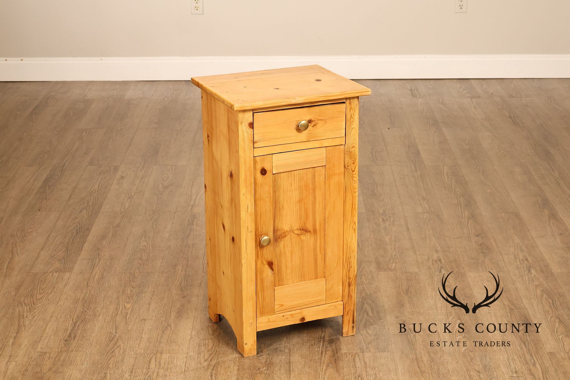Rustic Style Pair of Pine Single Drawer Nightstands