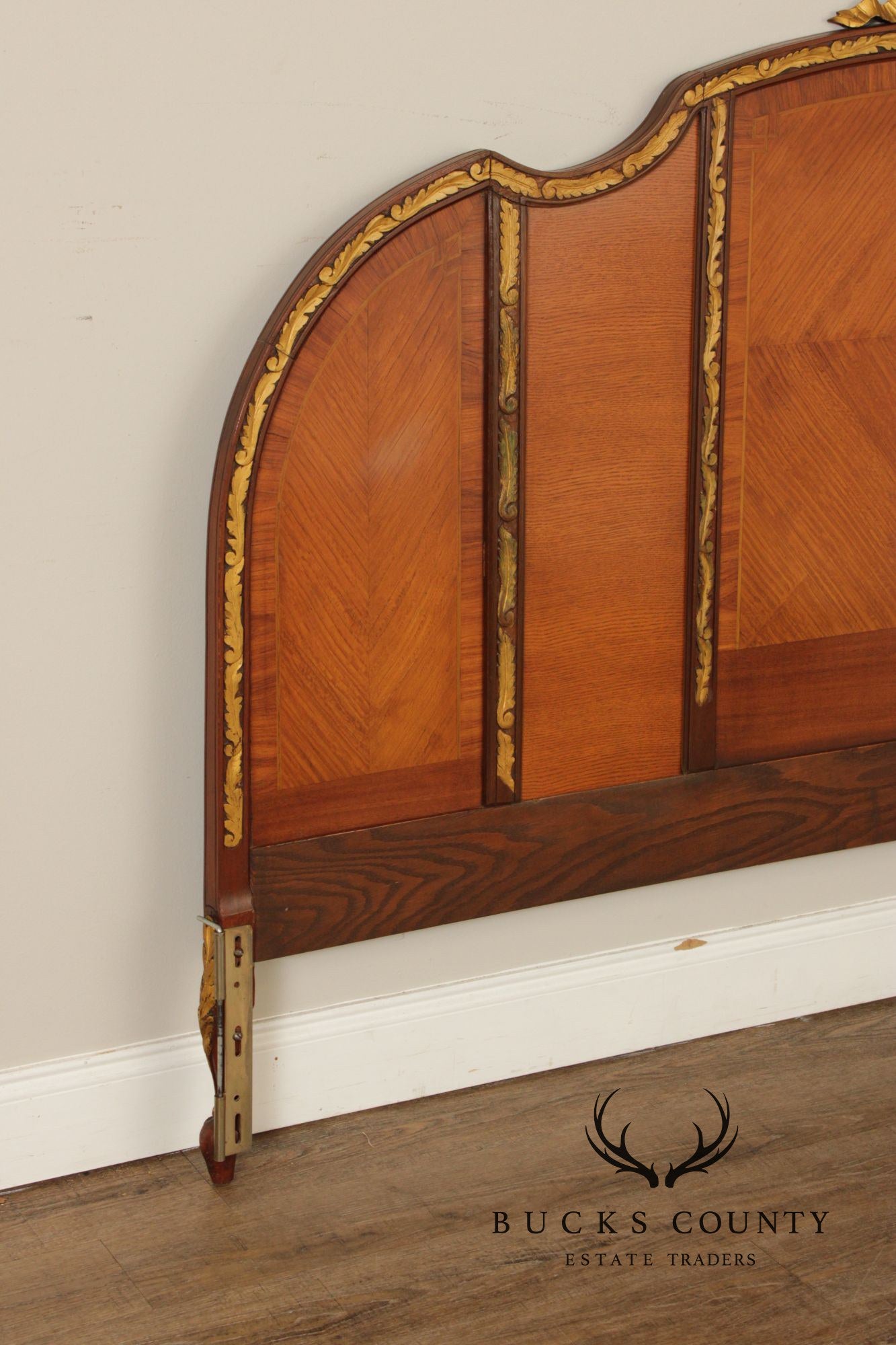 1930's French Louis XV Style Inlaid Satinwood King Headboard