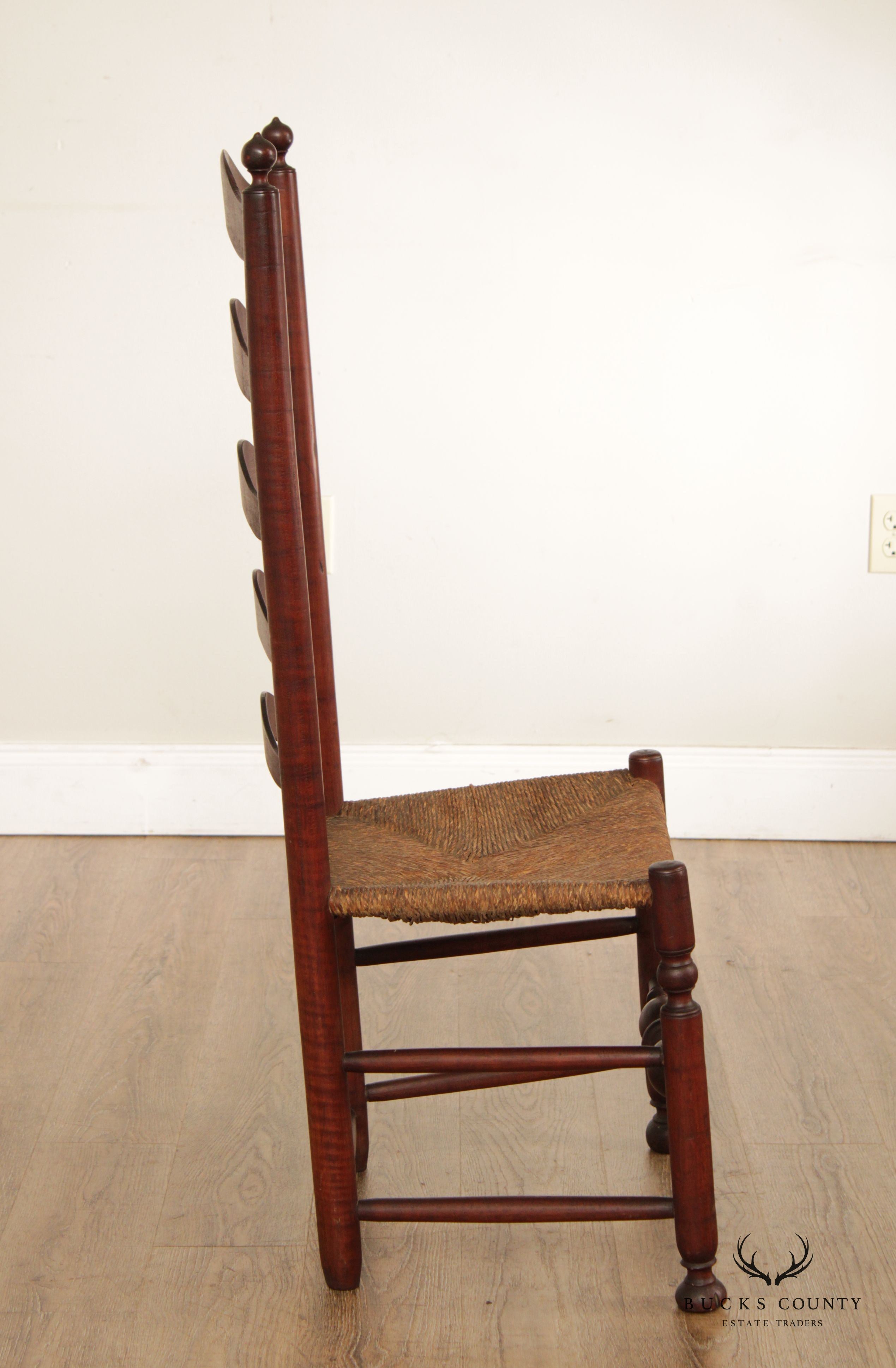 Antique Shaker Ladder Back Rush Seat Chair