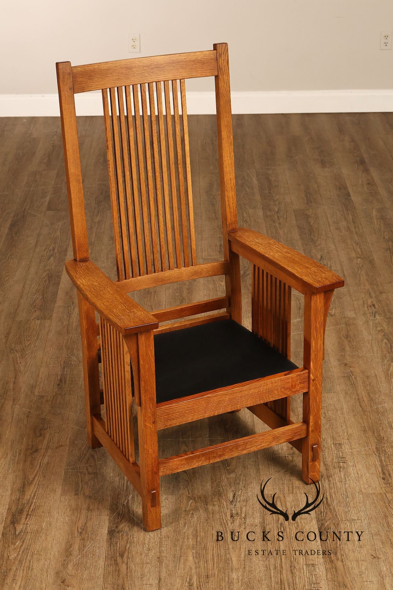 Stickley Mission Collection Set of Eight Oak Spindle Dining Chairs