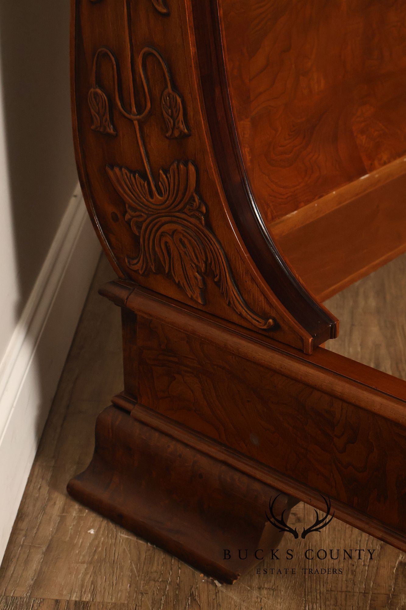 Henredon 'Charles X' King Size Burlwood Sleigh Bed