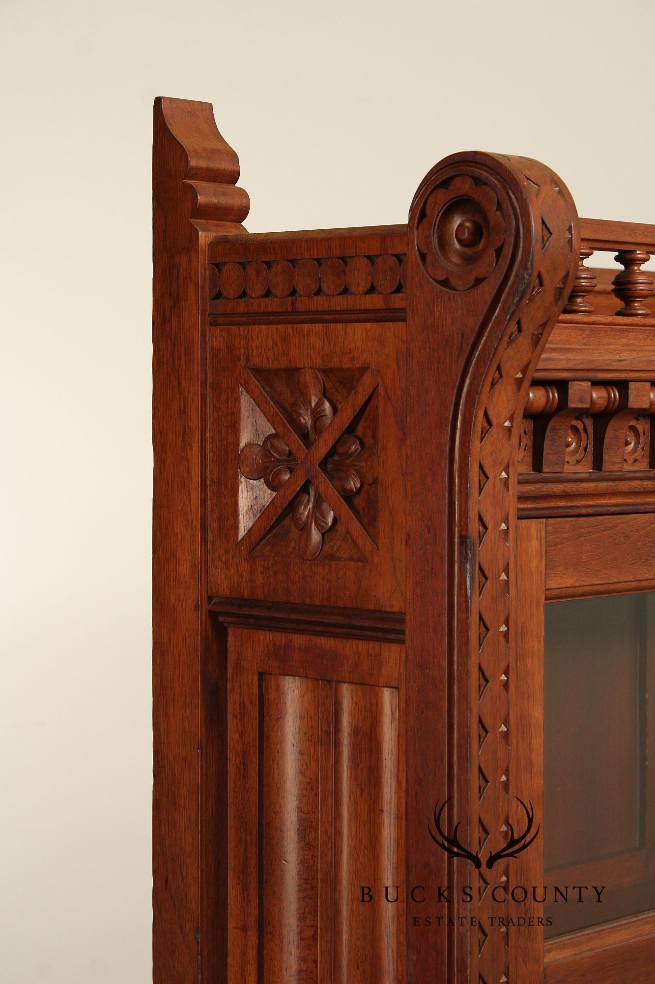 Antique Victorian Aesthetic Carved Walnut Drop Front Writing Desk