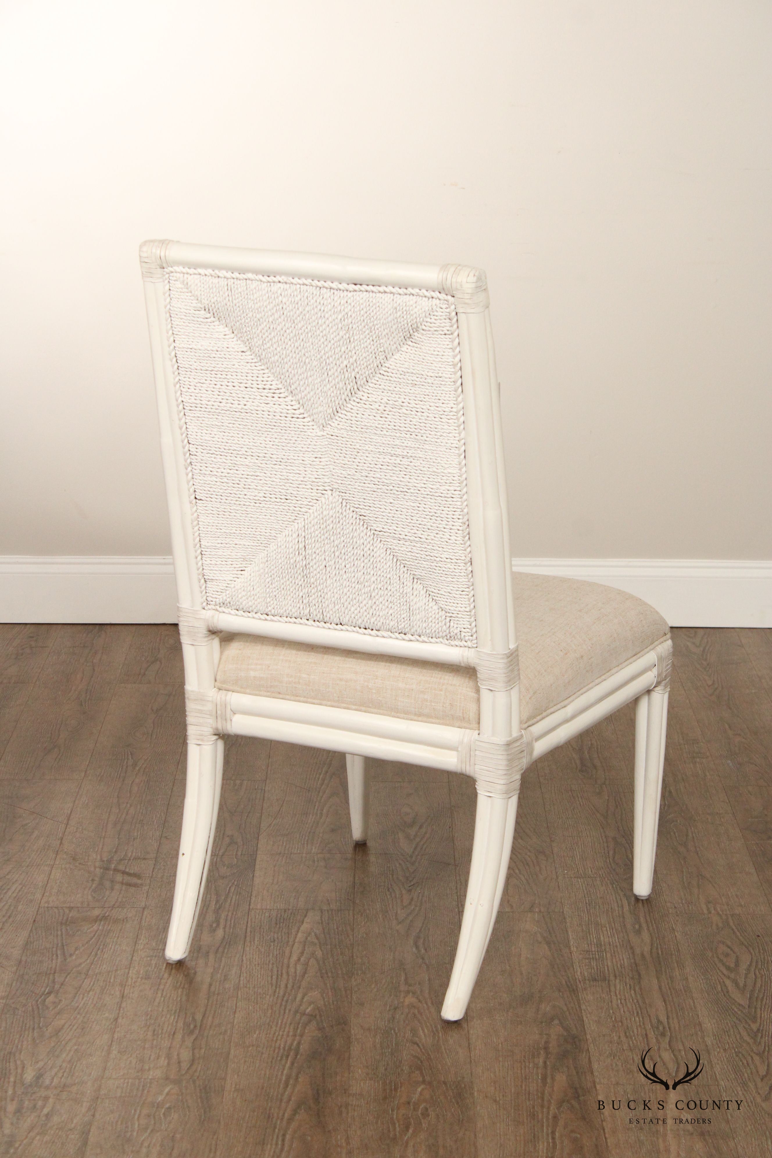 Tommy Bahama Ocean Breeze Collection White Rattan Set of Five 'Regatta' Side Dining Chairs