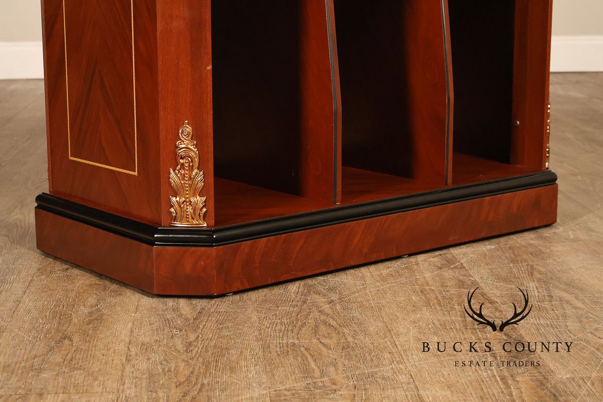 Neoclassical Empire Style Greek Key Mahogany Telephone Stand Cabinet