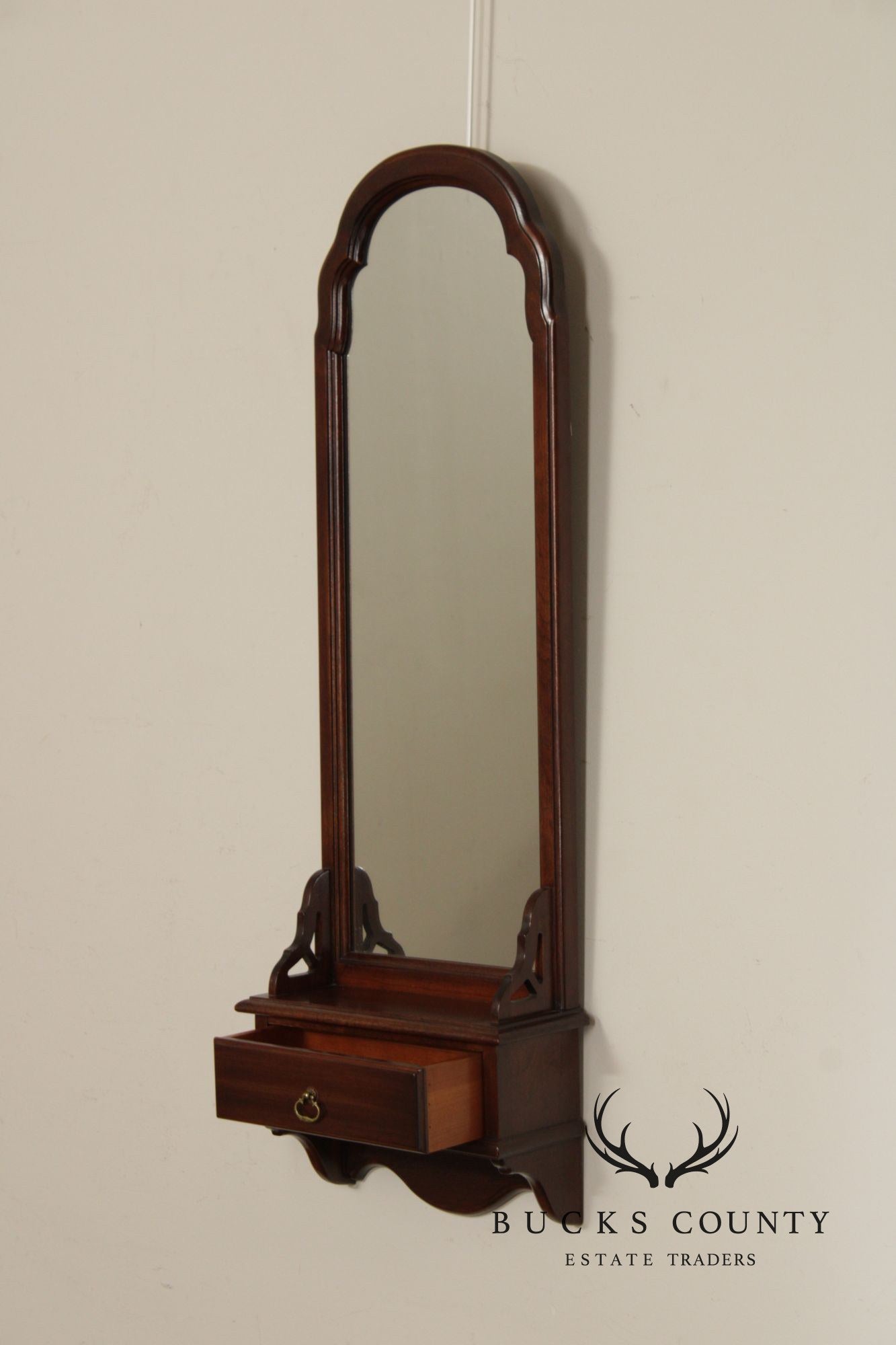 Ethan Allen Georgian Court Cherry Wall Mirror With Drawer