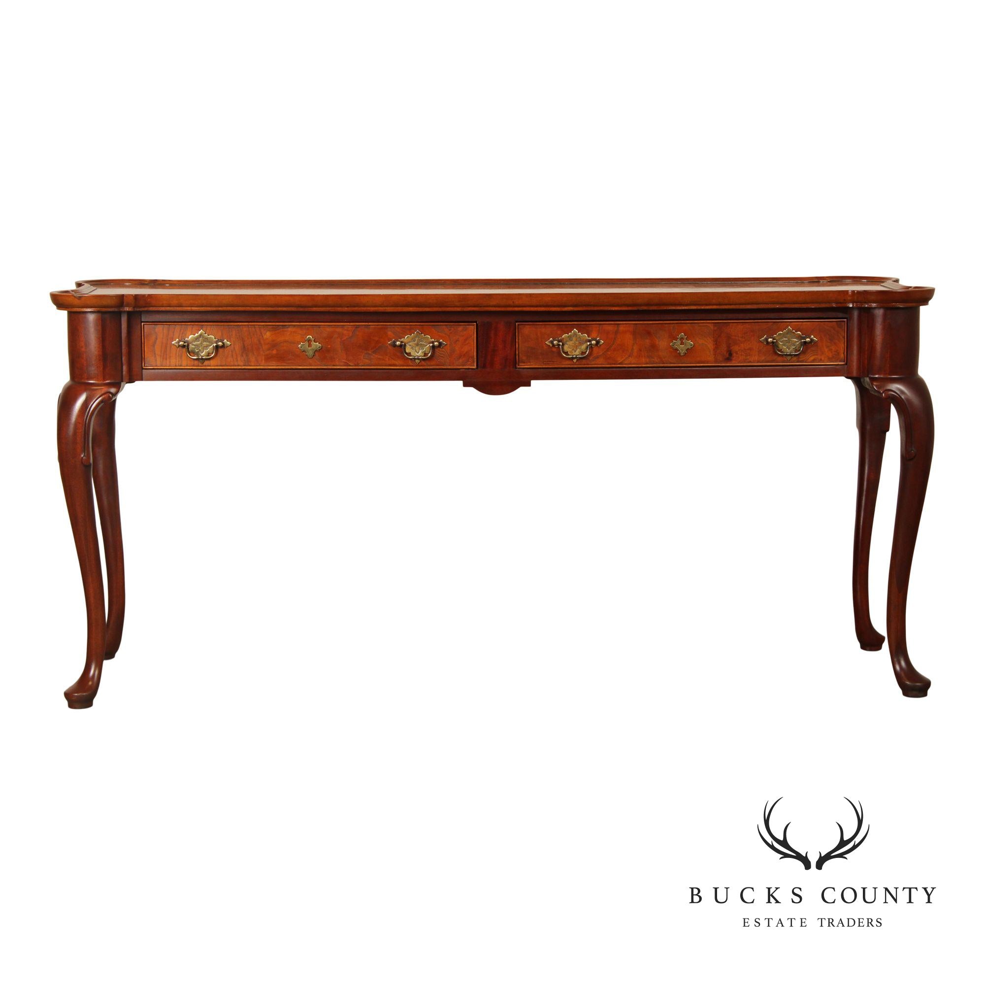 Georgian Style Burl Wood Console Table By Hekman