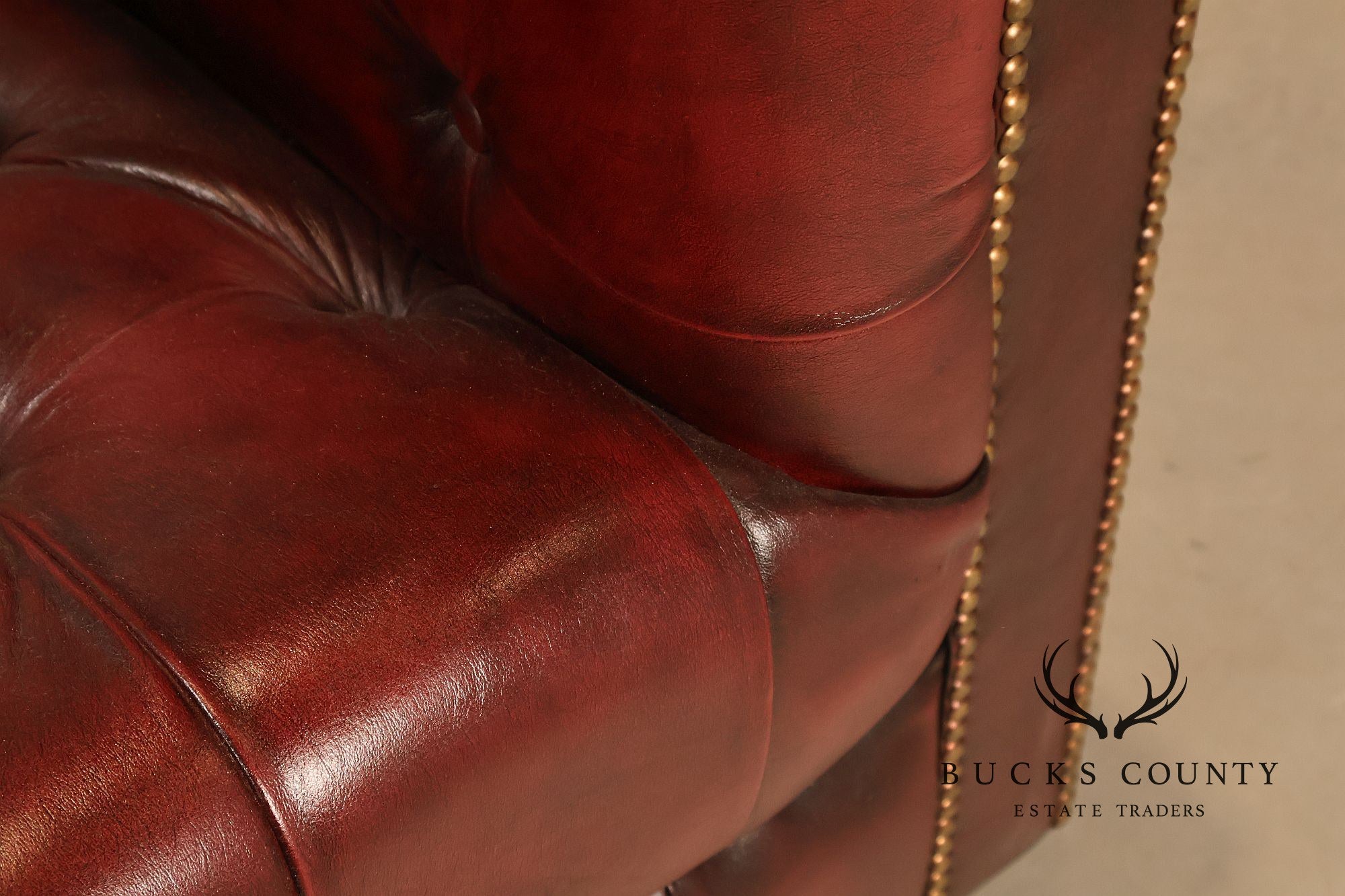 Chesterfield Style 7 Foot Oxford Red Tufted Leather Sofa