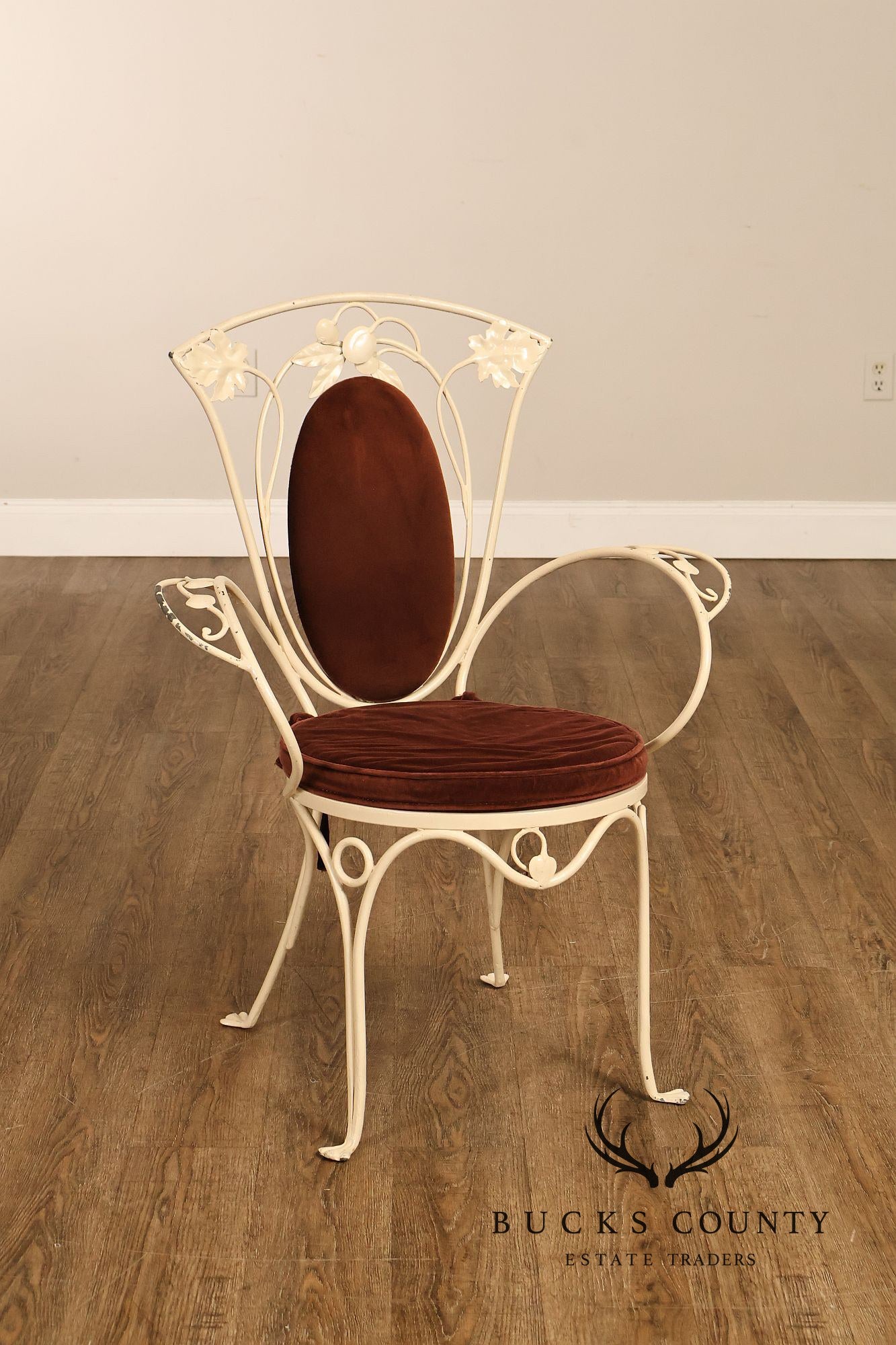 Salterini Mid Century Wrought Iron Fruit And Vine Set Of 6 Dining Chairs